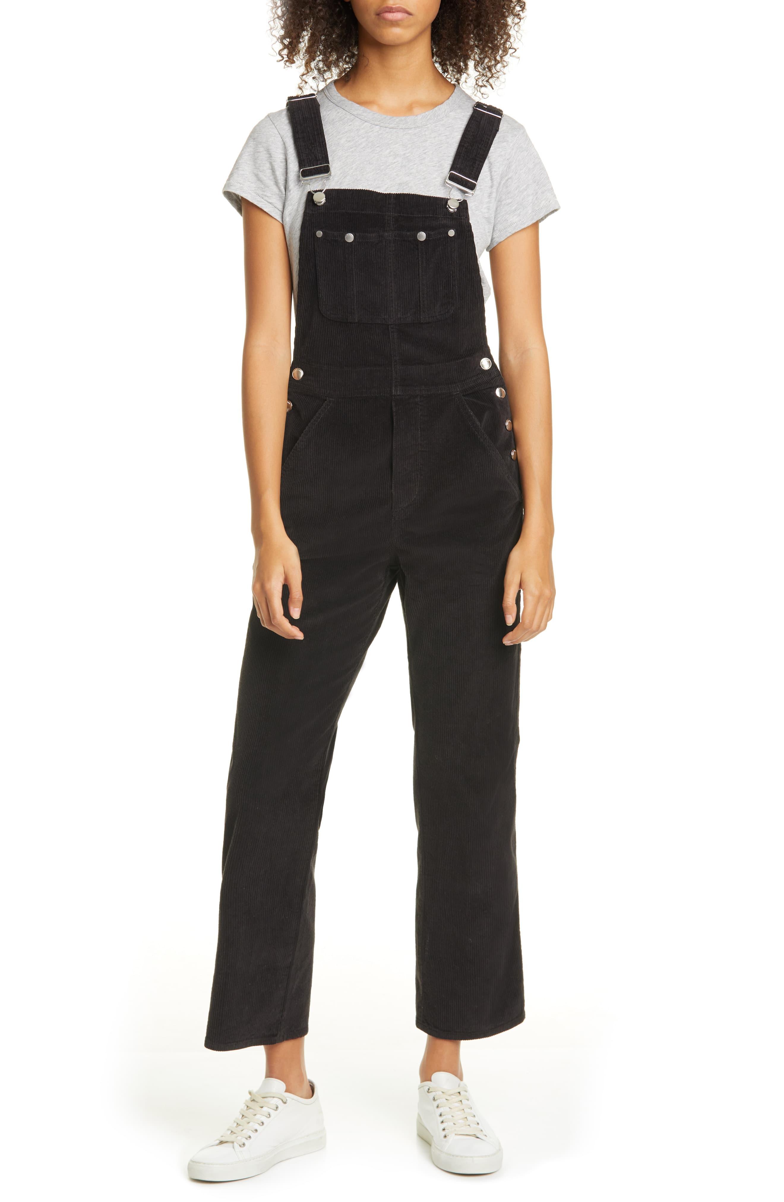 corduroy overalls black