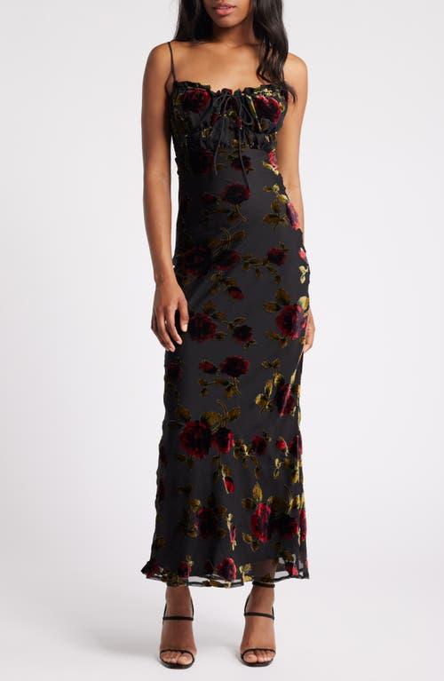 Rare London Devore Floral Tie Front Chiffon Maxi Dress in Black Lyst
