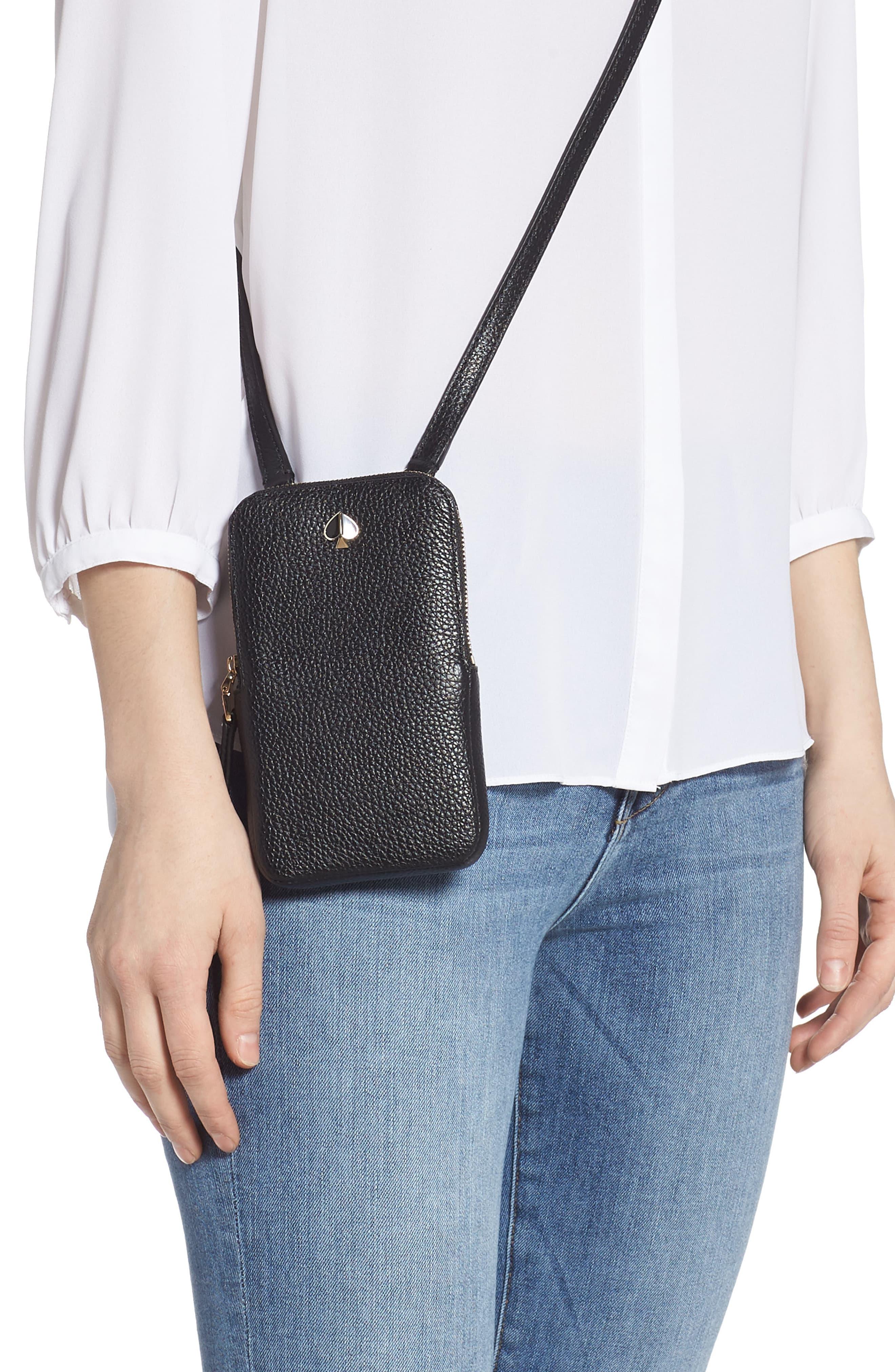 Kate Spade Polly Leather Phone Crossbody Bag in Black - Lyst
