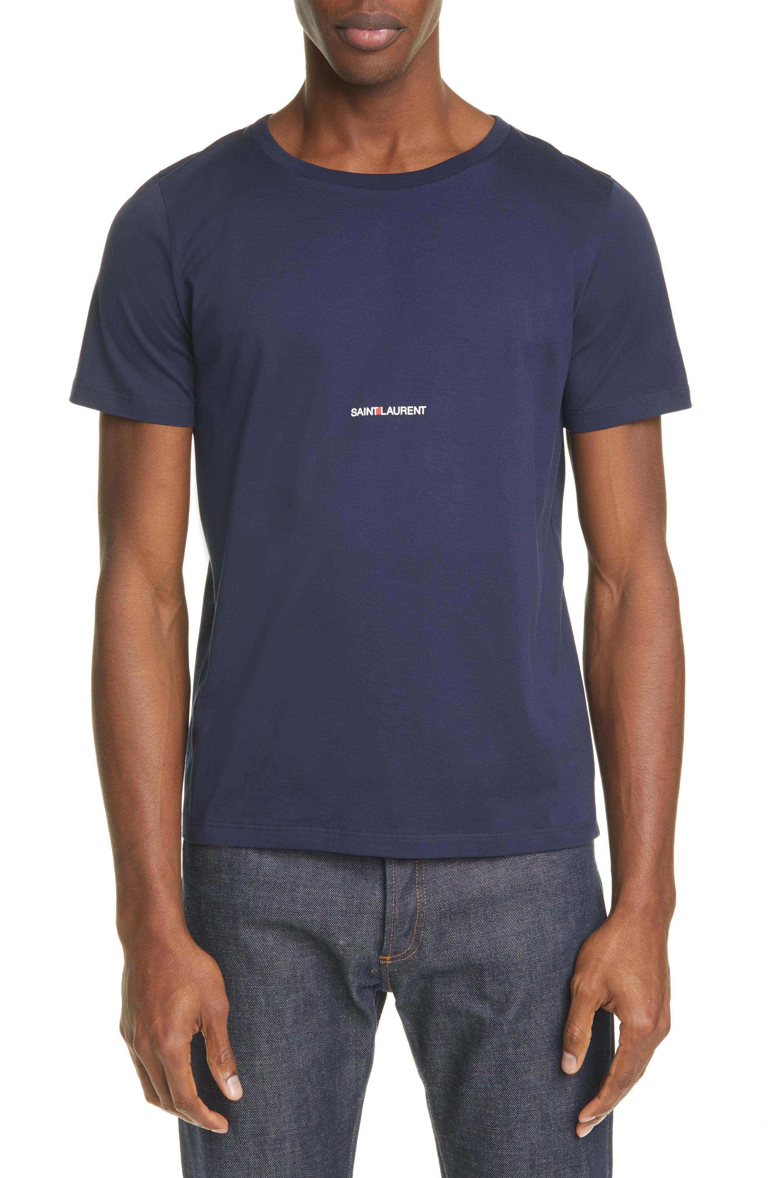 Saint Laurent Gauche Logo T-shirt in Navy (Blue) for Men - Lyst