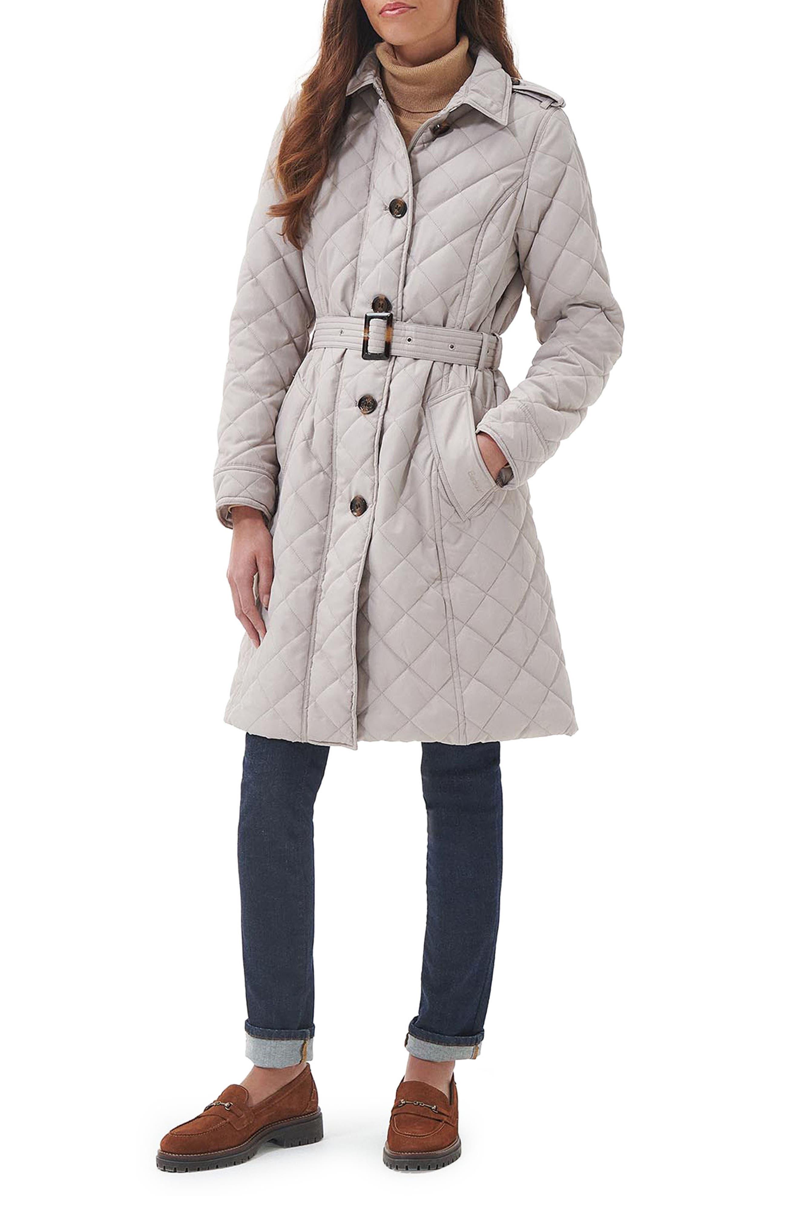 Barbour Rosalind Quilted Belted Trench Coat in Natural | Lyst