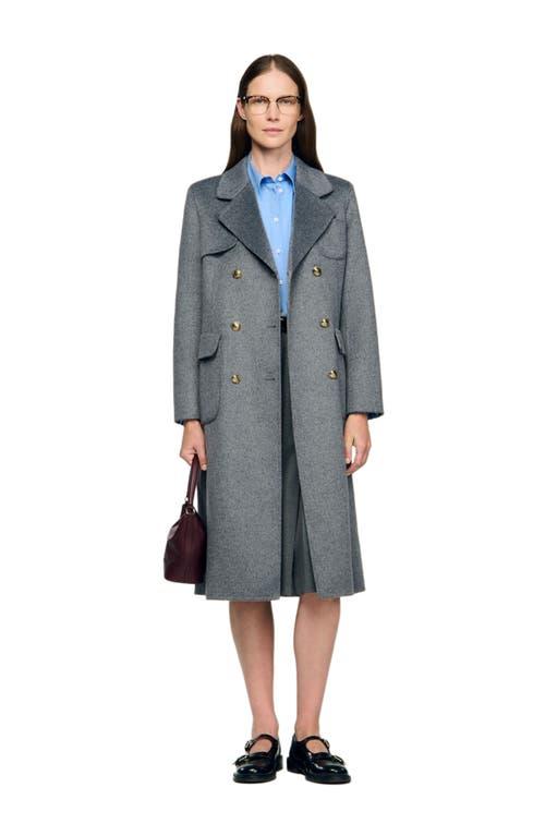 Sandro Double-Faced Check Coat in Gray | Lyst Sandro Double-Faced Check Coat in Gray | Lyst