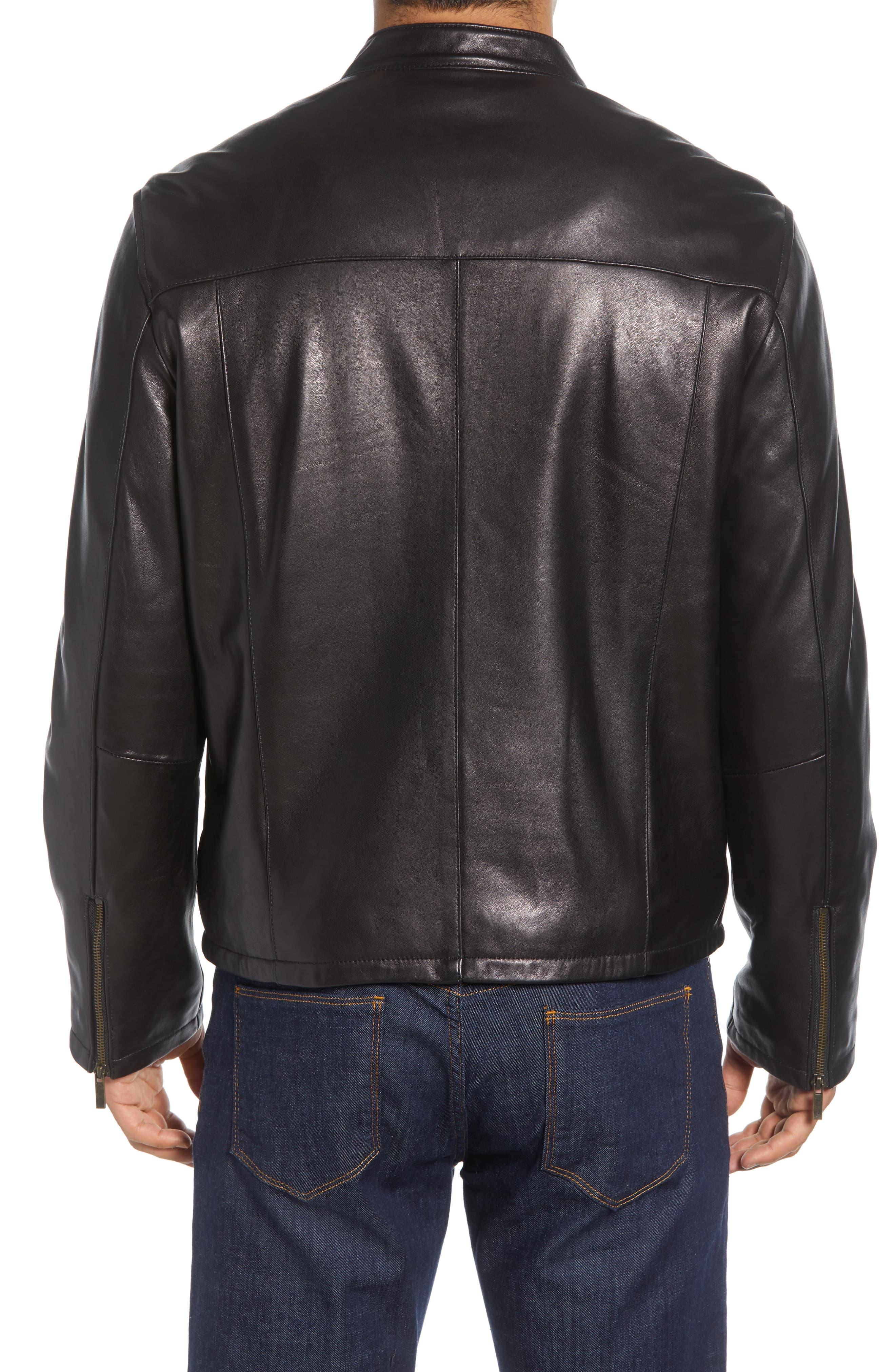 Cole Haan Lambskin Leather Moto Jacket in Black for Men Lyst