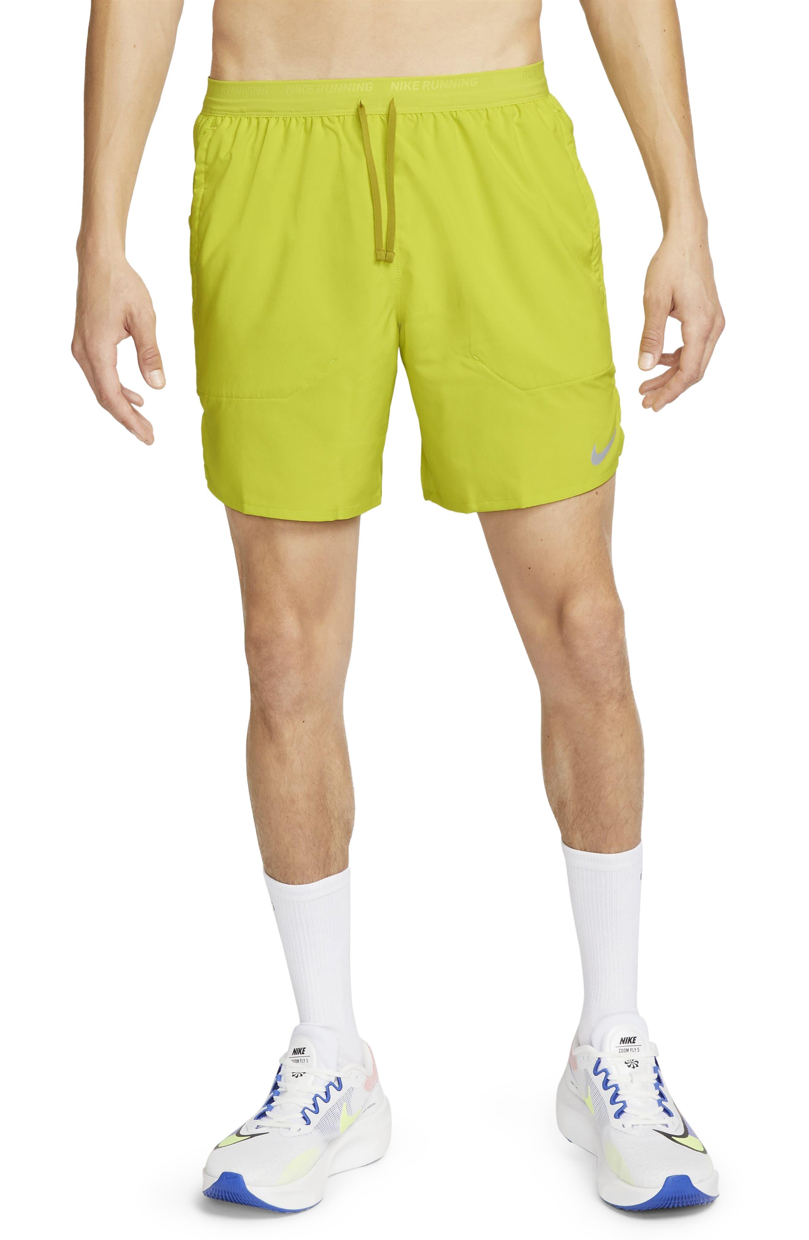 Nike Drifit Stride 7inch Brieflined Running Shorts in Yellow for Men