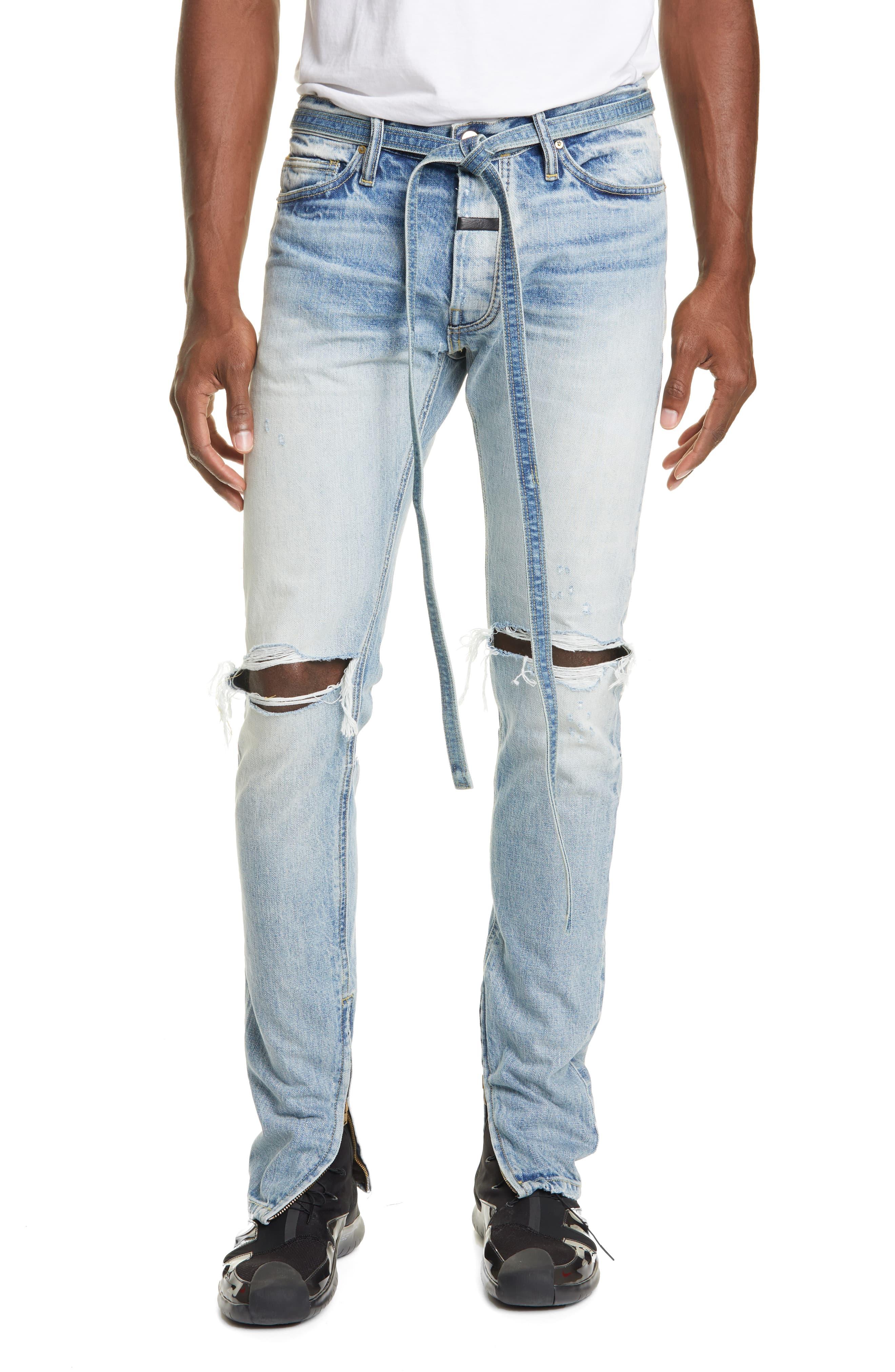 Fear Of God Denim Ripped Tie Waist Zip Cuff Jeans in Vintage Indigo (Blue) for Men - Save 42% - Lyst