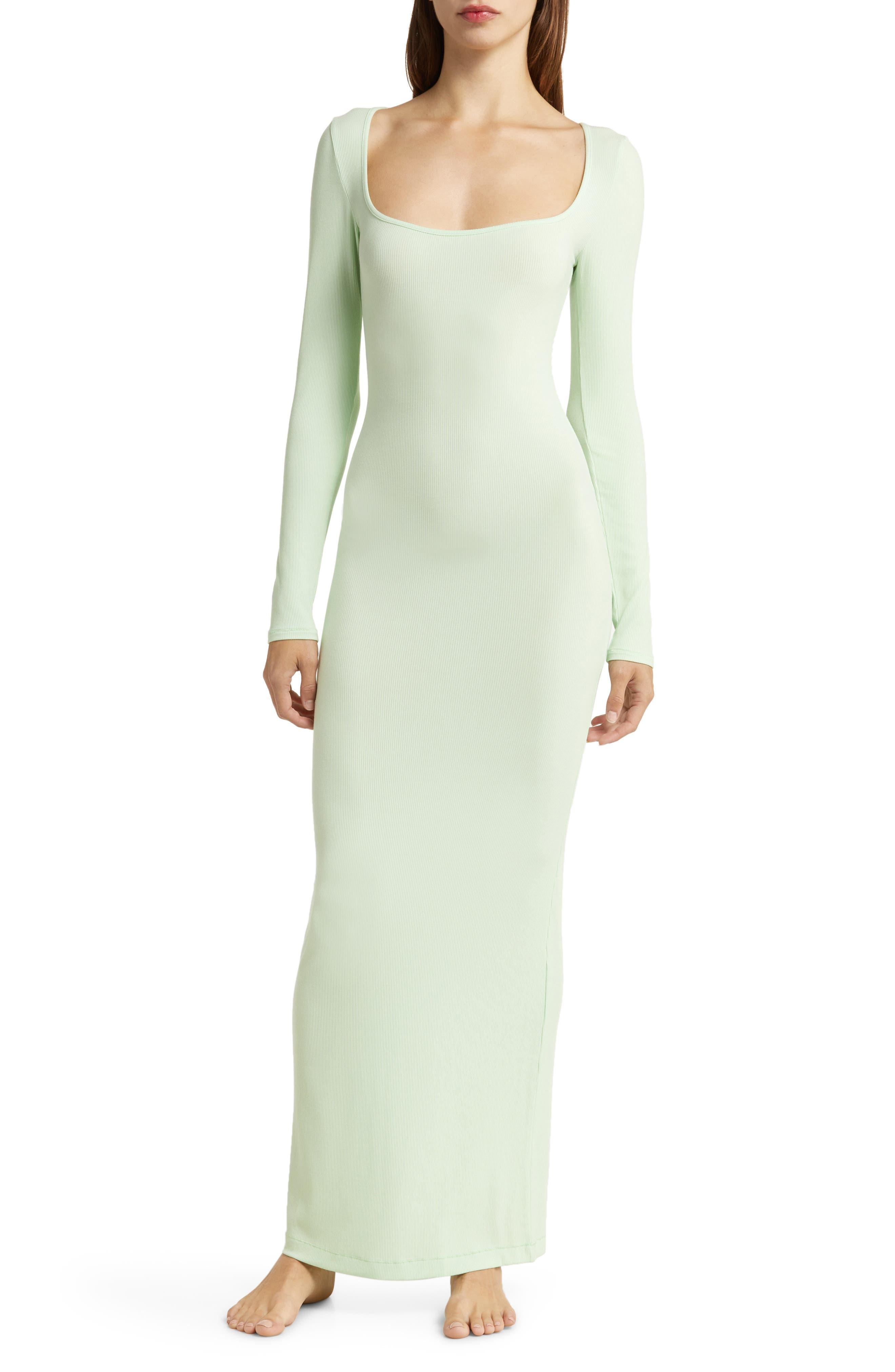 Skims Soft Lounge Long Sleeve Dress in Green | Lyst