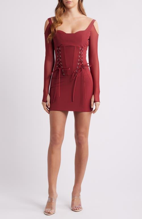 Mistress Rocks Long Sleeve Lace-Up Corset Minidress in Red | Lyst