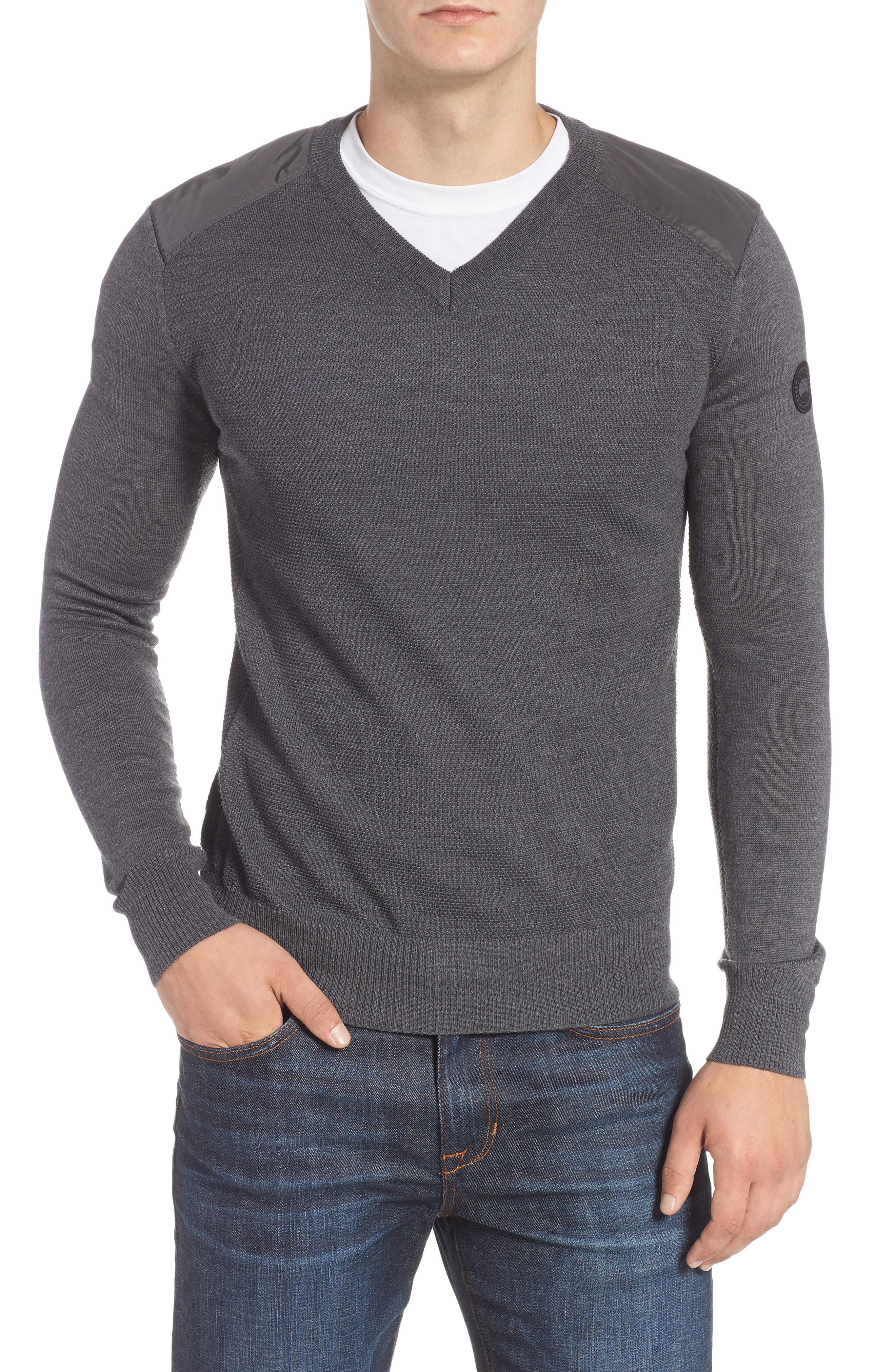 Canada Goose Mcleod V-neck Regular Fit Merino Wool Sweater in Grey ...