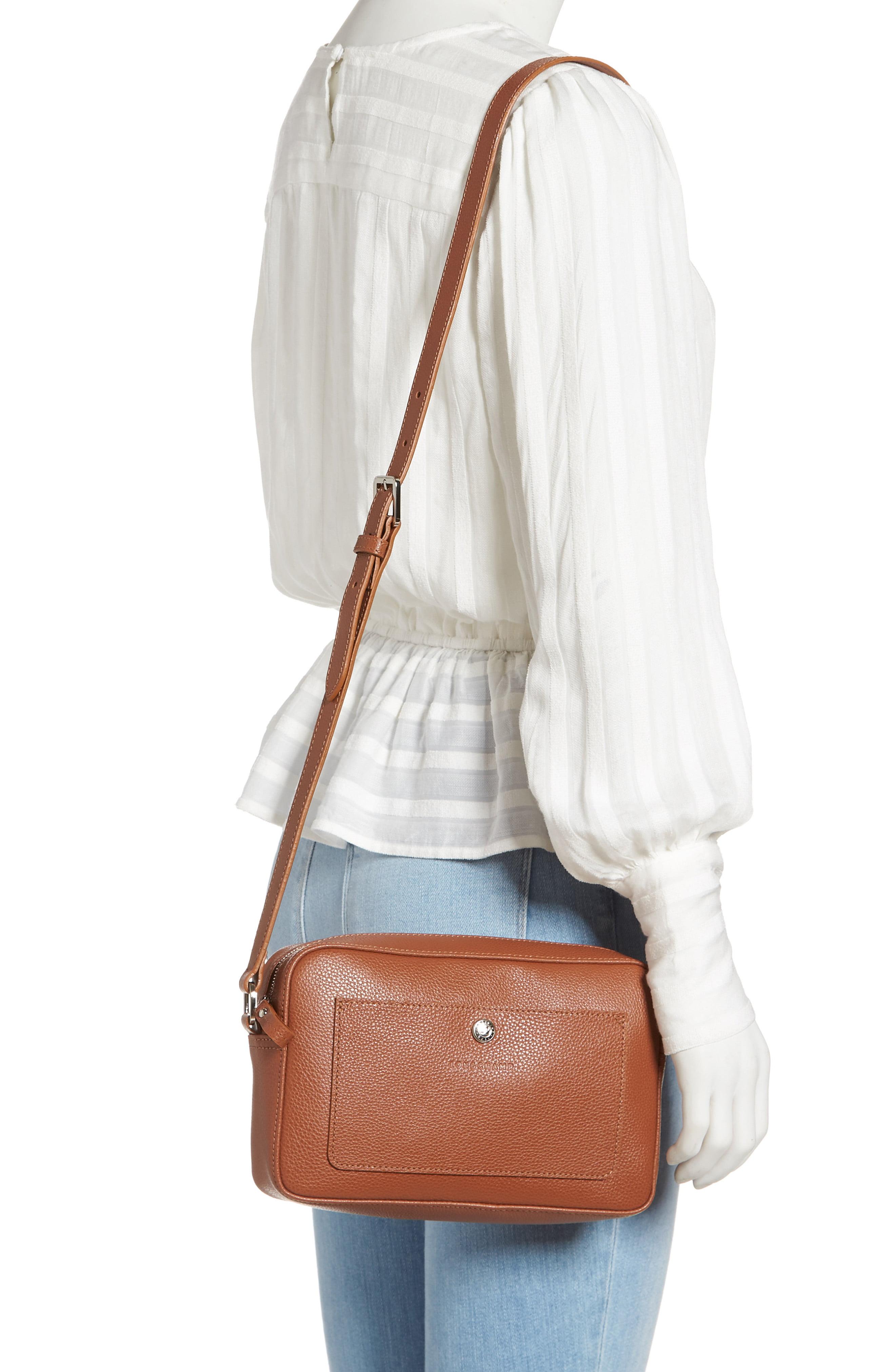 Longchamp Le Foulonné Leather Camera Crossbody Bag in Caramel (Brown