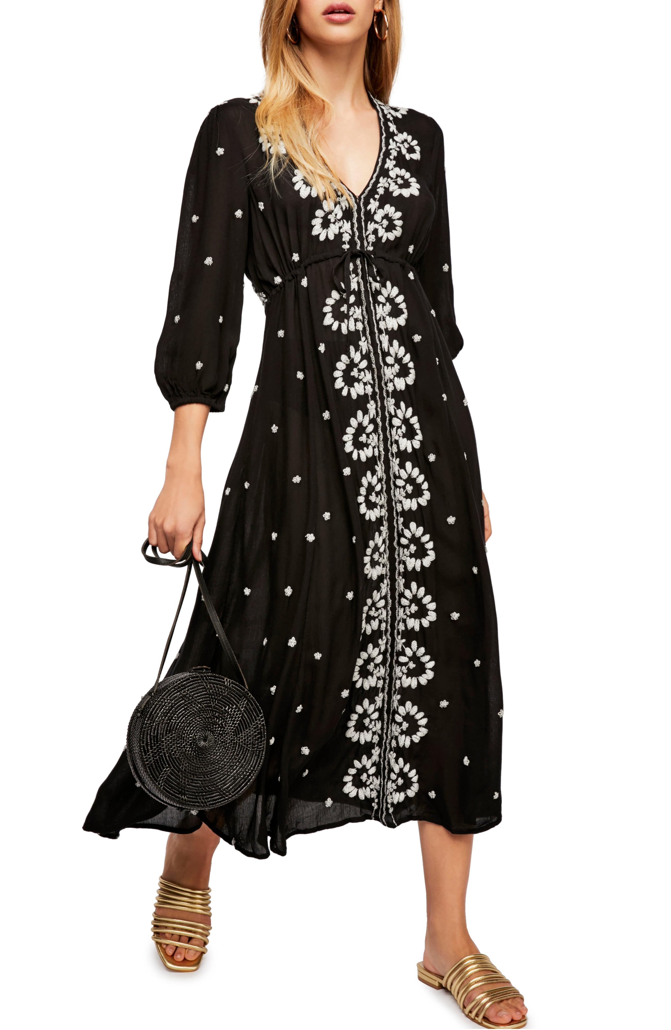 free people black embroidered dress