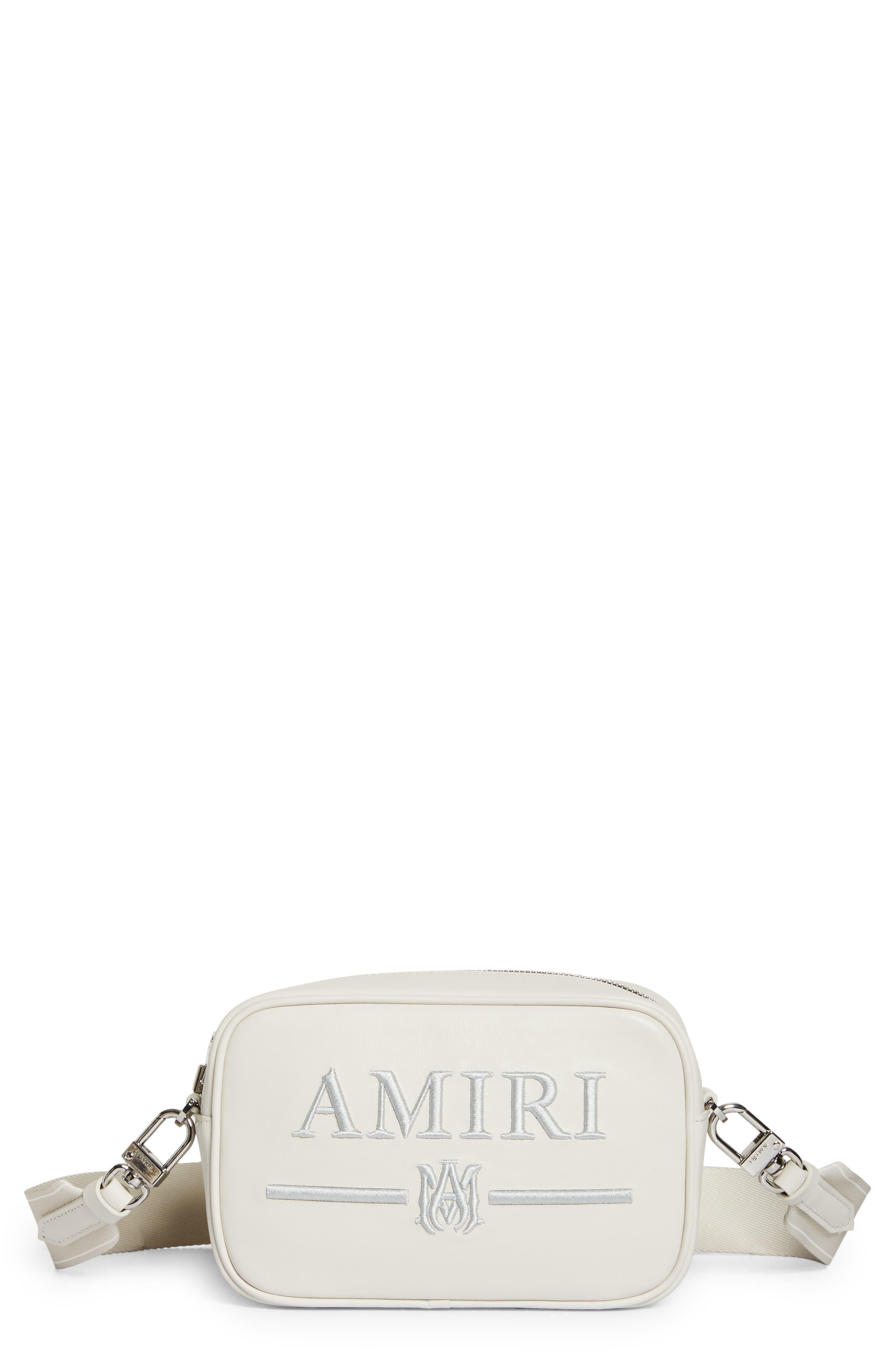 Amiri Monogram Logo Leather Camera Bag in White for Men | Lyst