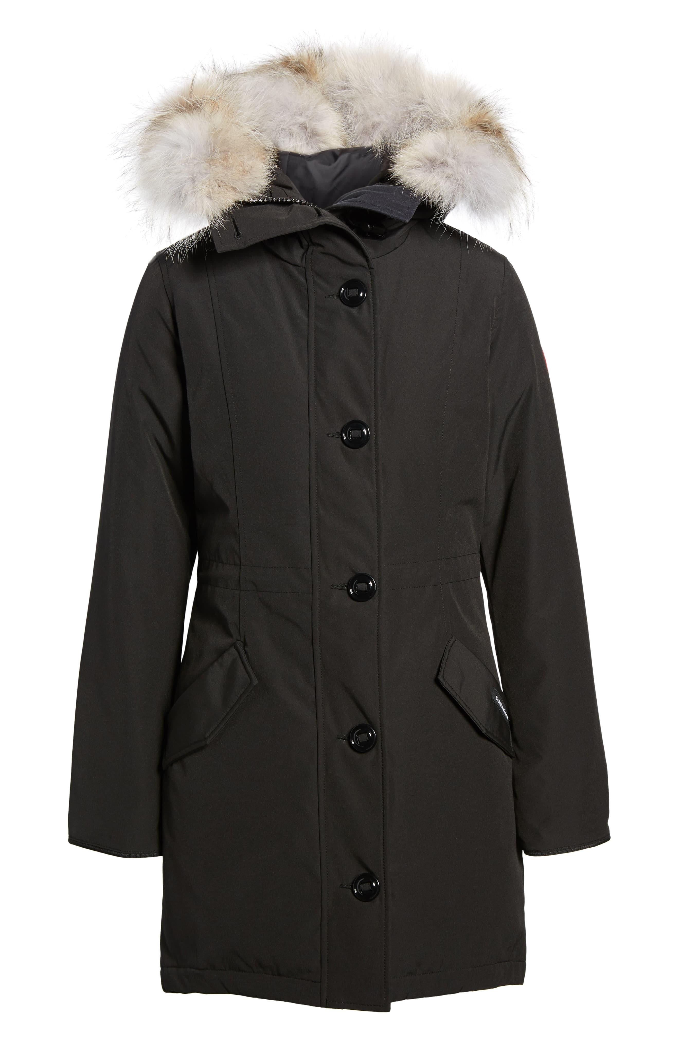 Canada Goose Rossclair Genuine Coyote Fur Trim Down Parka in Black - Lyst