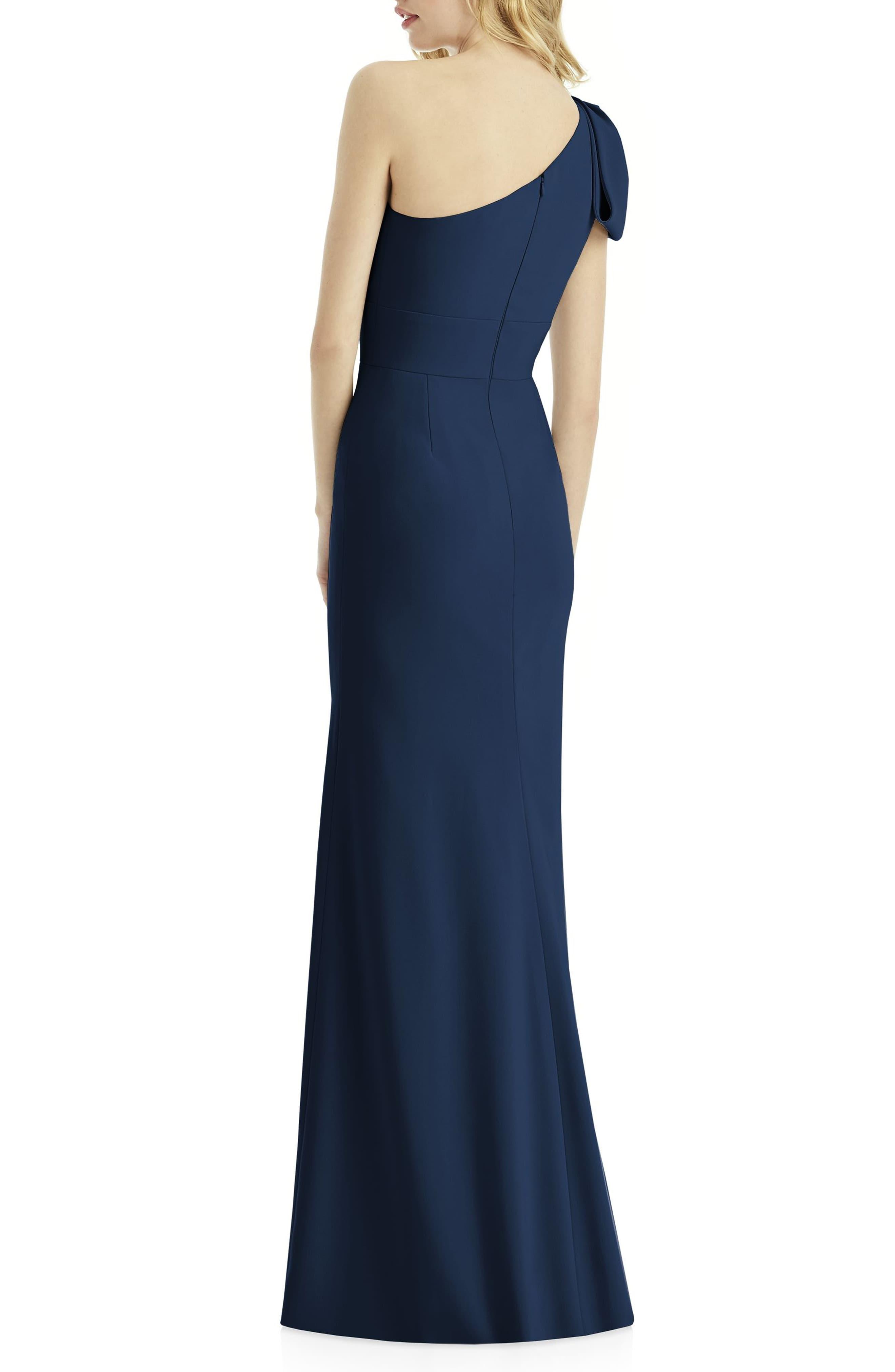 After Six Bow One-shoulder Trumpet Gown in Midnight (Blue) - Lyst