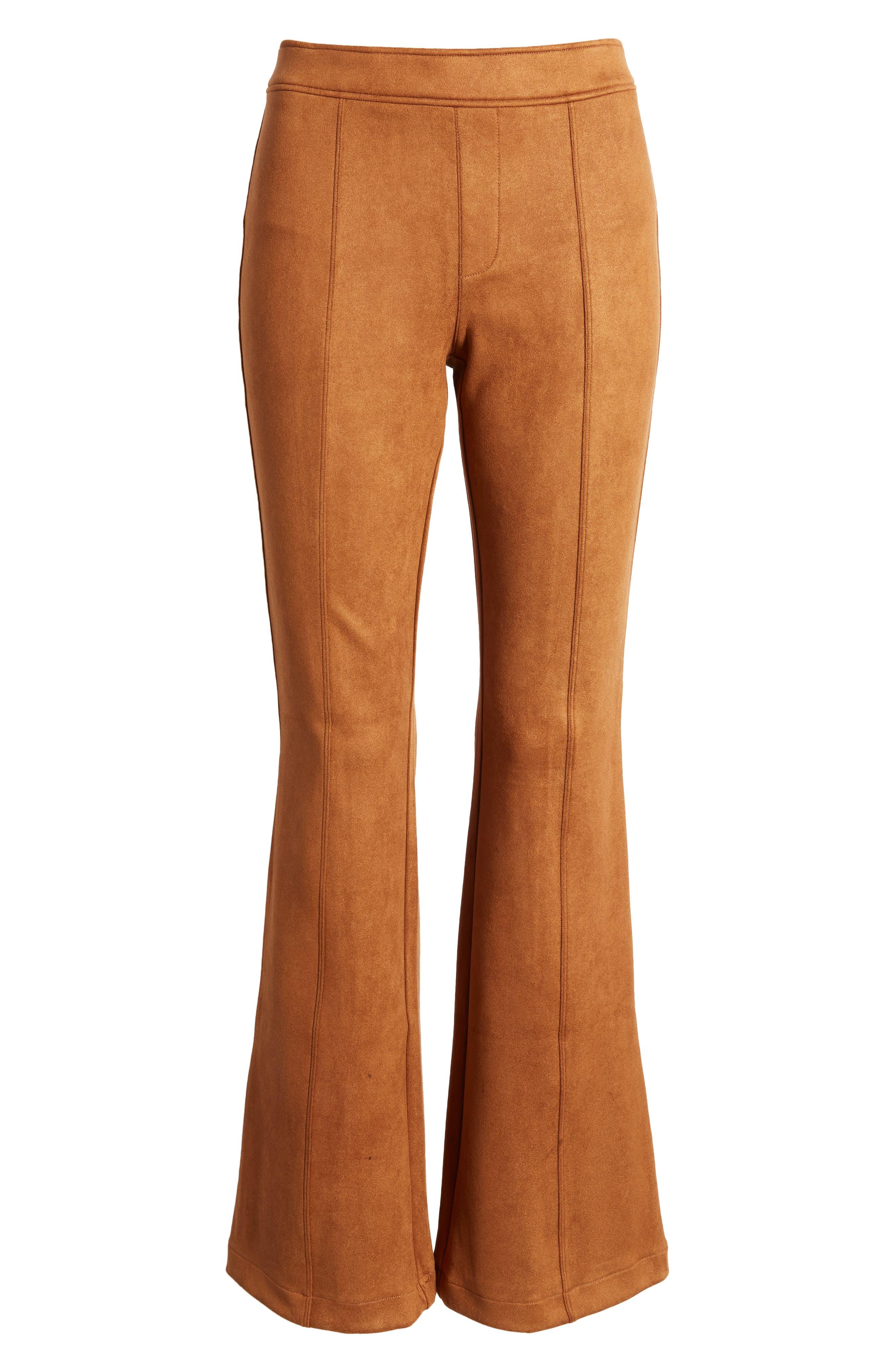Spanx Faux Suede Flare Pants in Brown