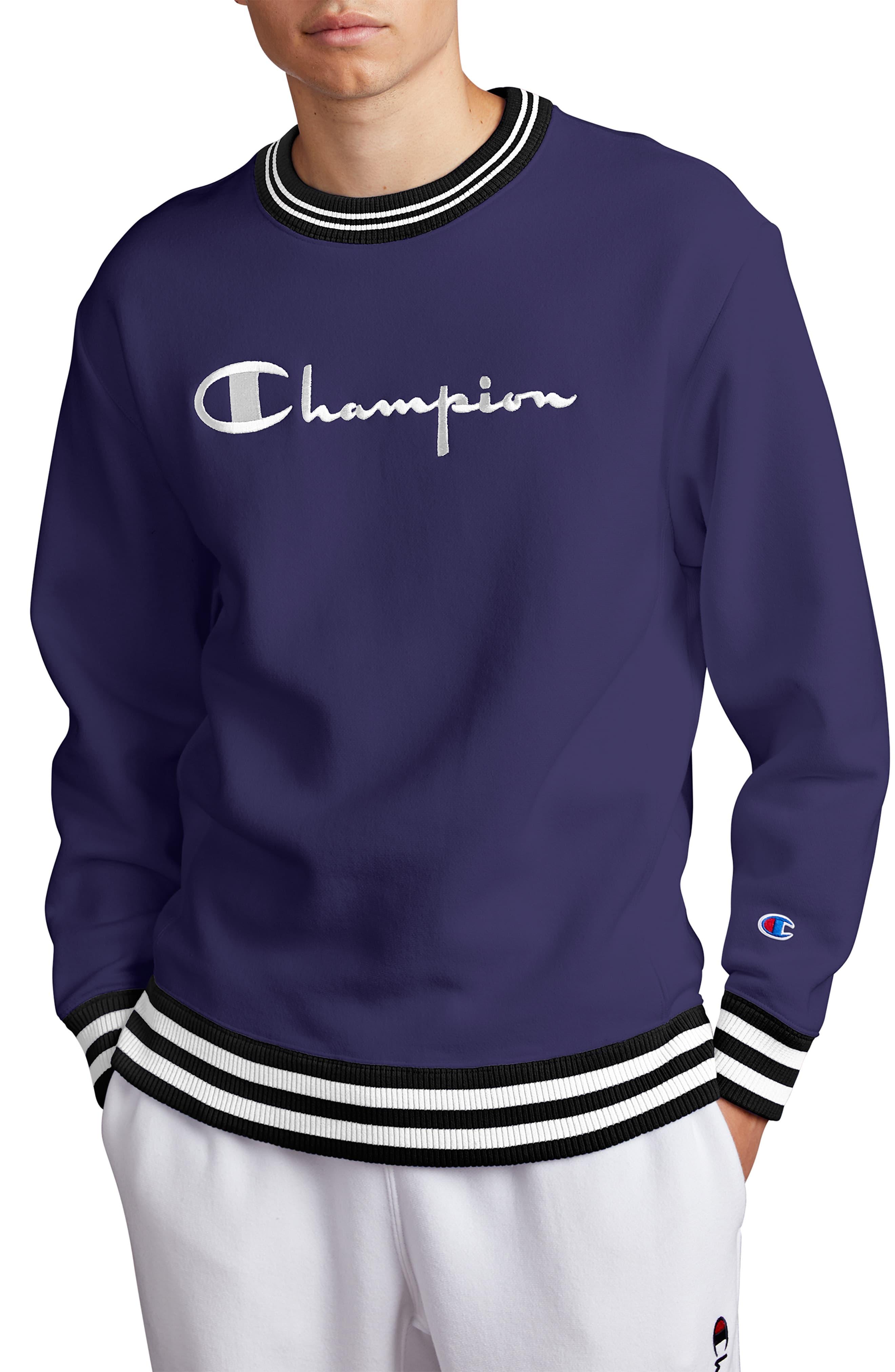 champion oversized sporty striped crew neck sweatshirt