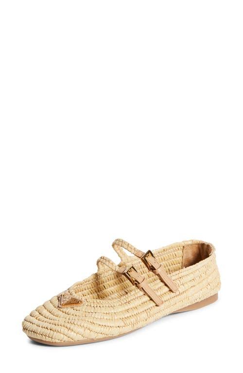 Prada Raffia Mary Jane Flat in Natural | Lyst