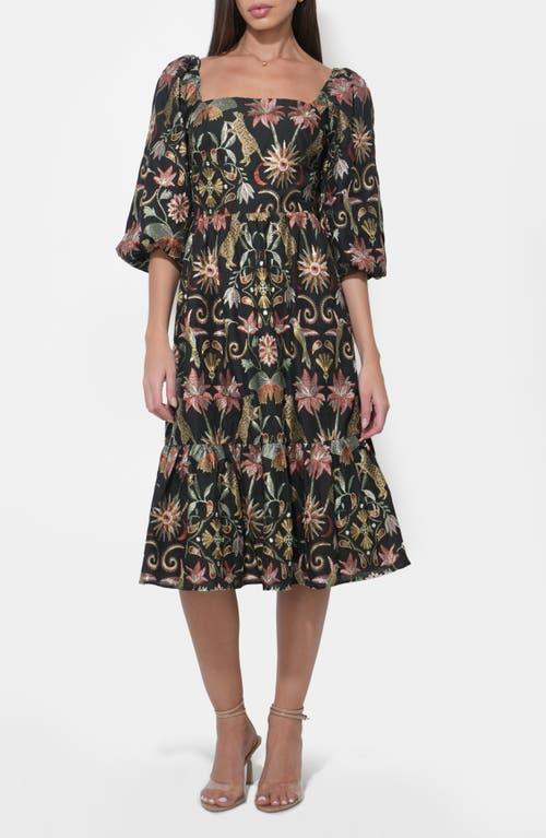 Adelyn Rae Lydia Floral Embroidery Midi Dress in Black Lyst