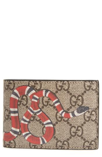 Gucci Canvas Snake Print Supreme Bifold Wallet for Men - Lyst