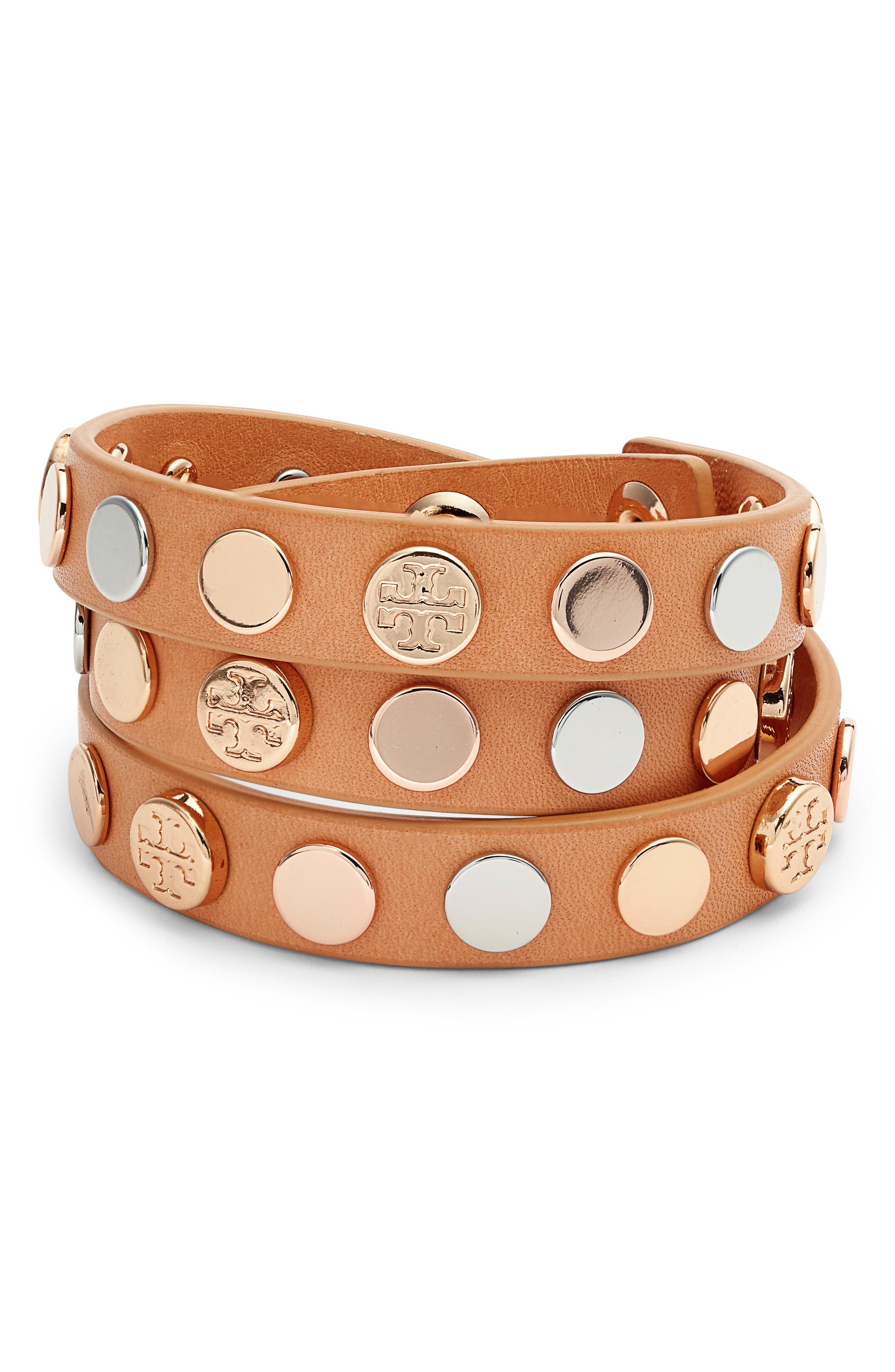 Lyst Tory Burch Logo Triple Wrap Bracelet in Metallic