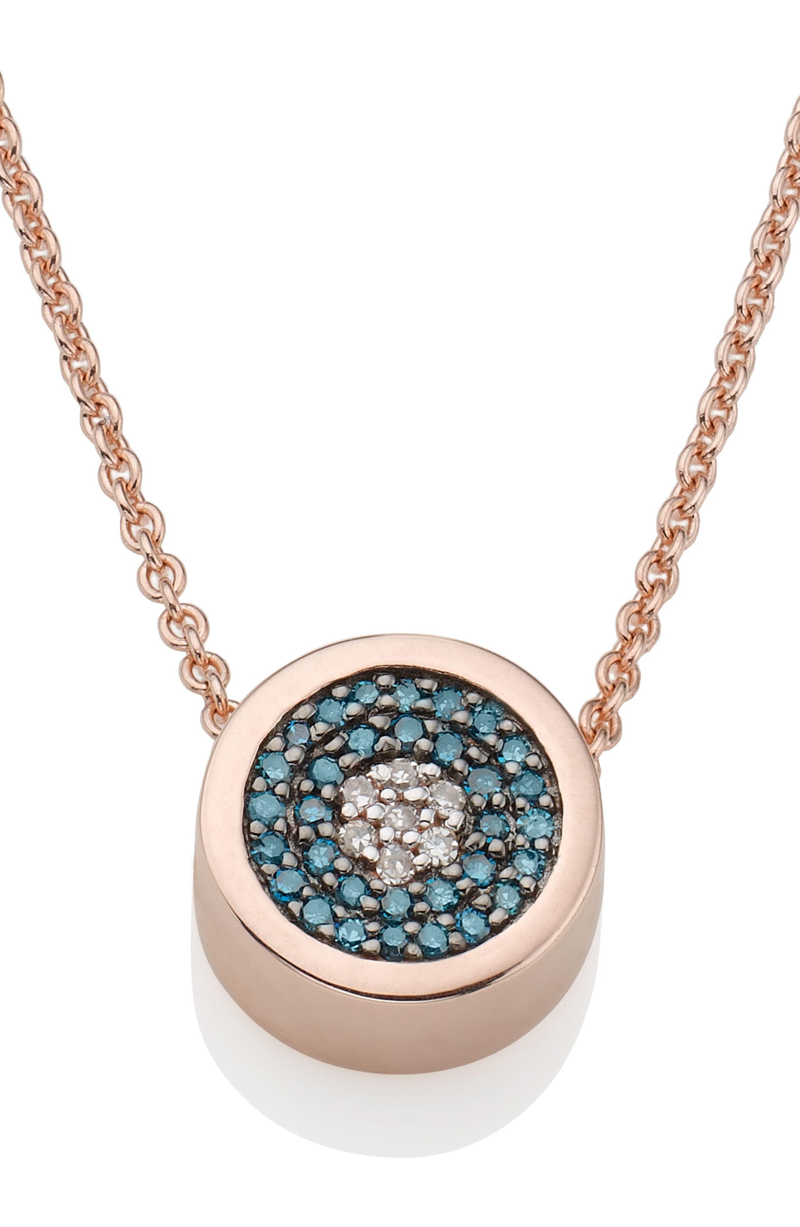 Monica Vinader Evil Eye Diamond Pendant Necklace in Rose (Blue) Lyst