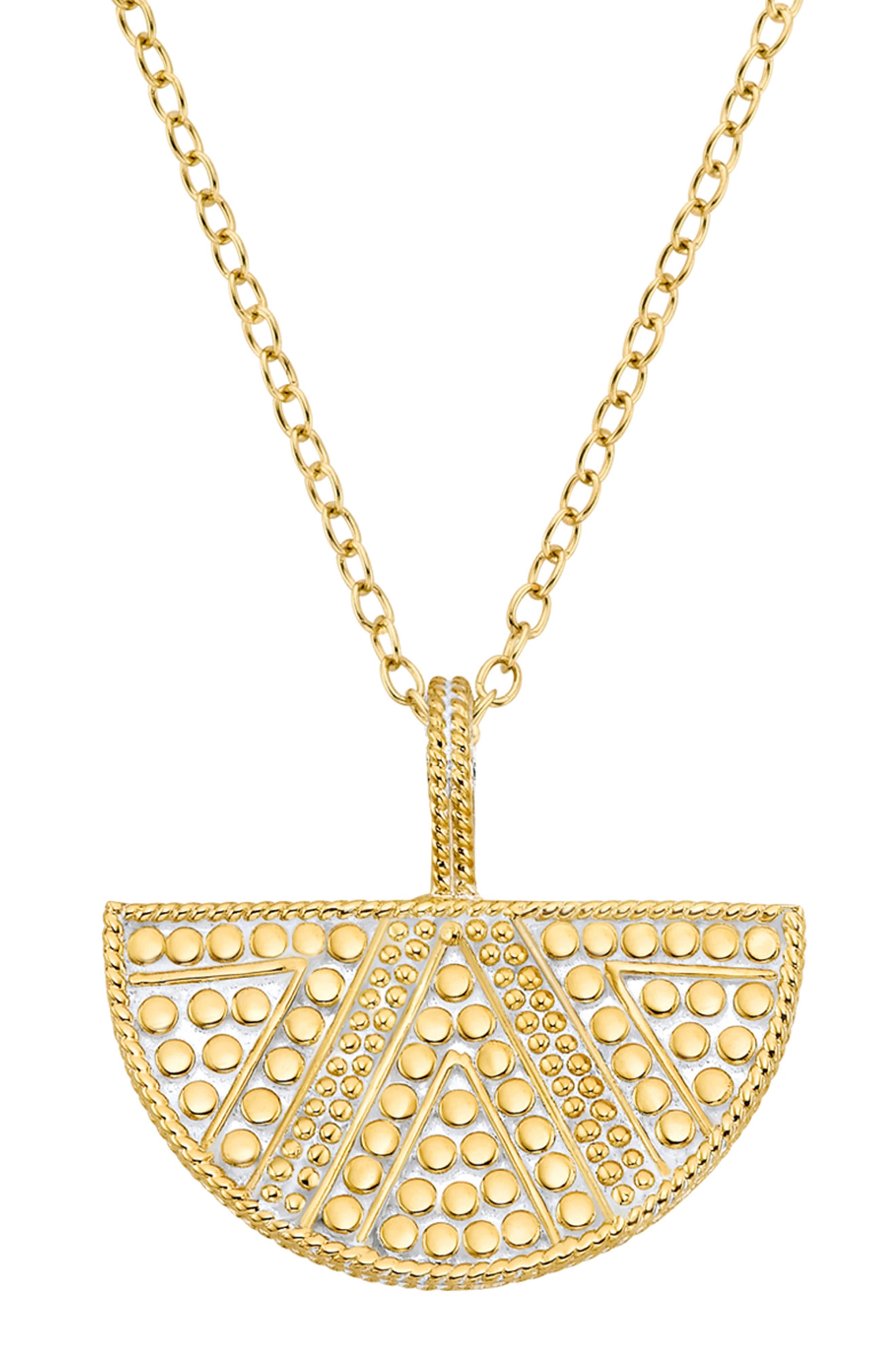 Anna Beck Beaded Half Moon Pendant Necklace in Gold