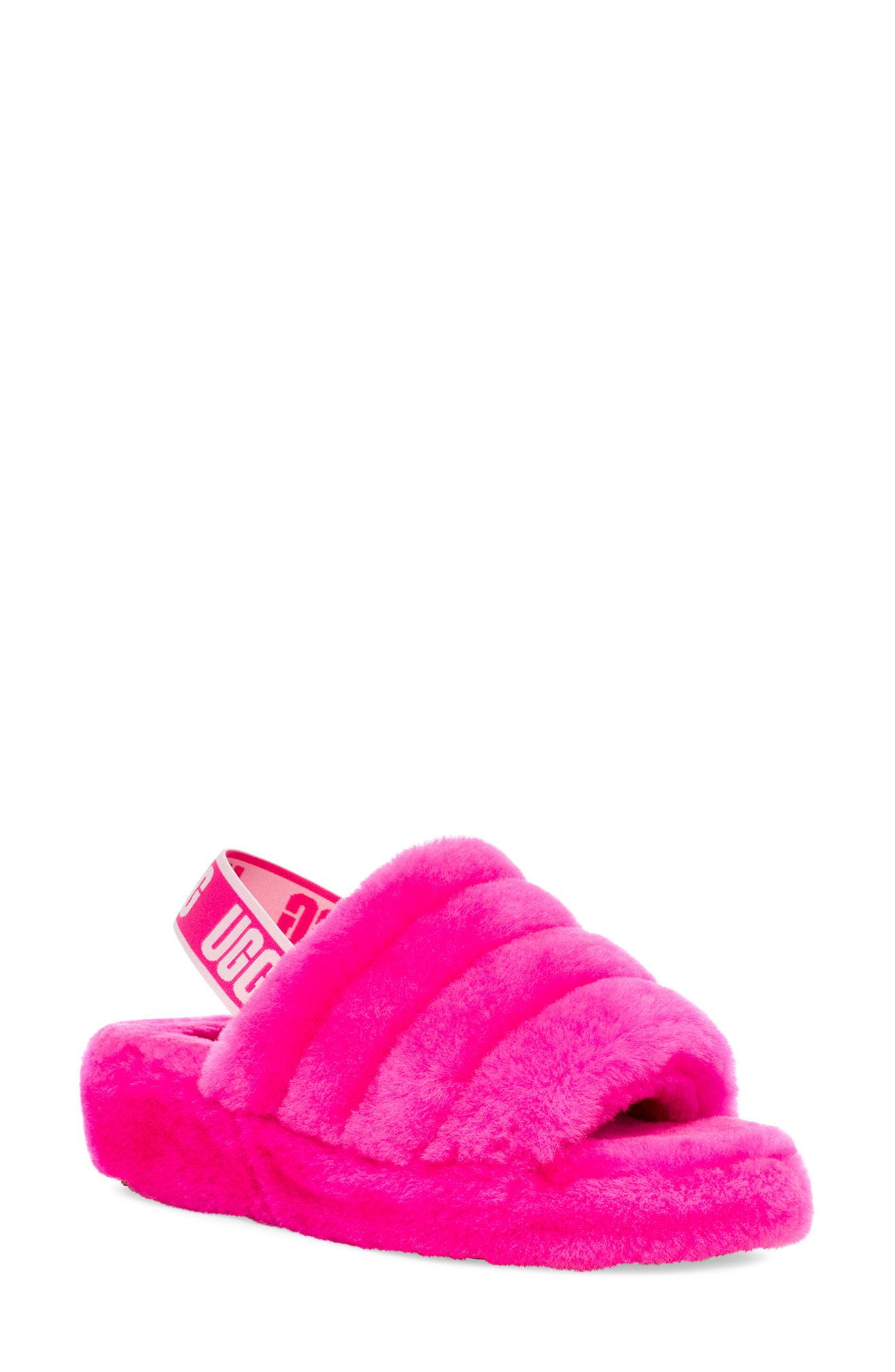 UGG UGG Fluff Yeah Genuine Shearling Slingback Sandal in Pink - Lyst