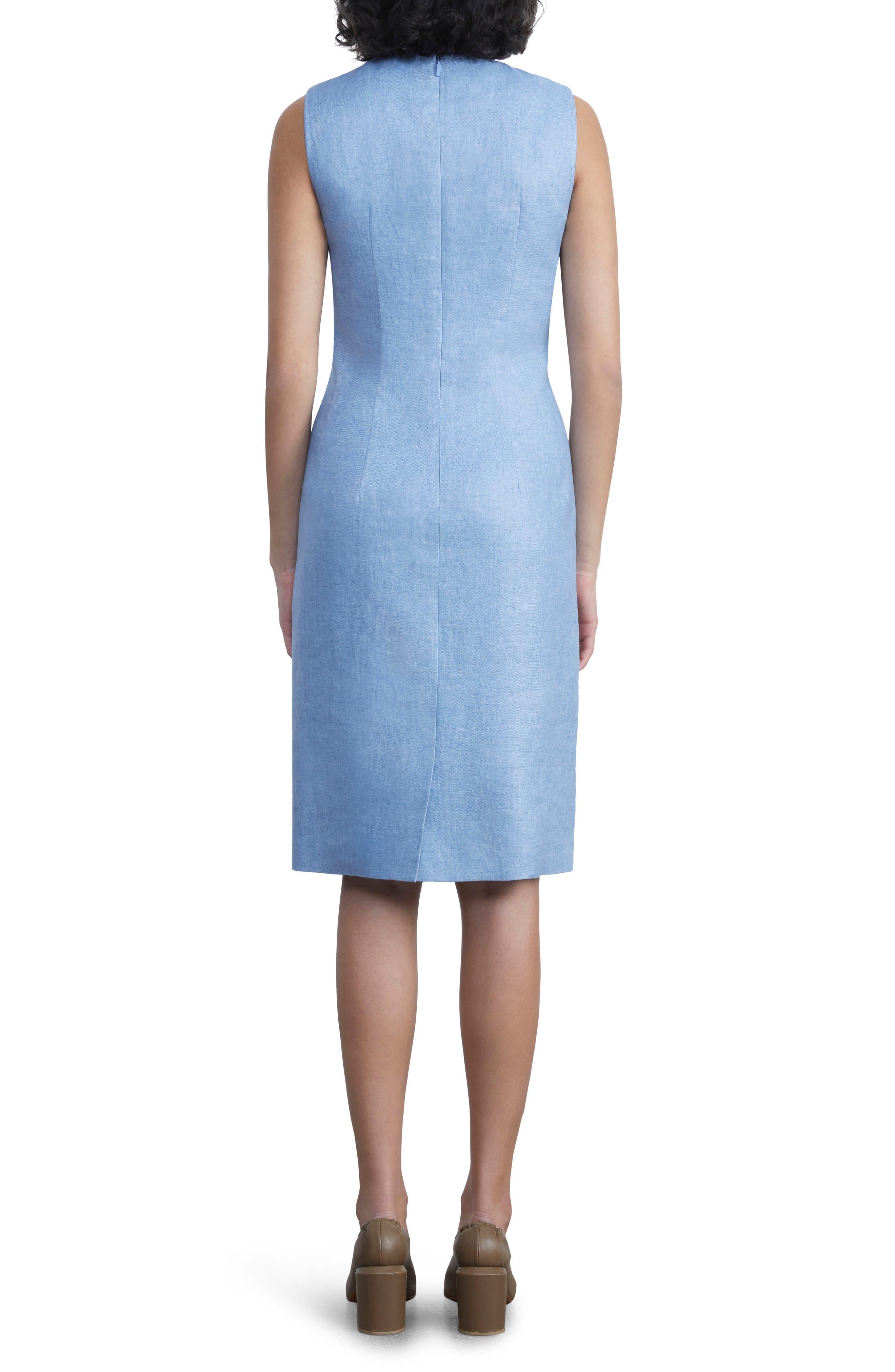 Lafayette 148 New York Harpson Sleeveless Linen Sheath Dress in Blue | Lyst