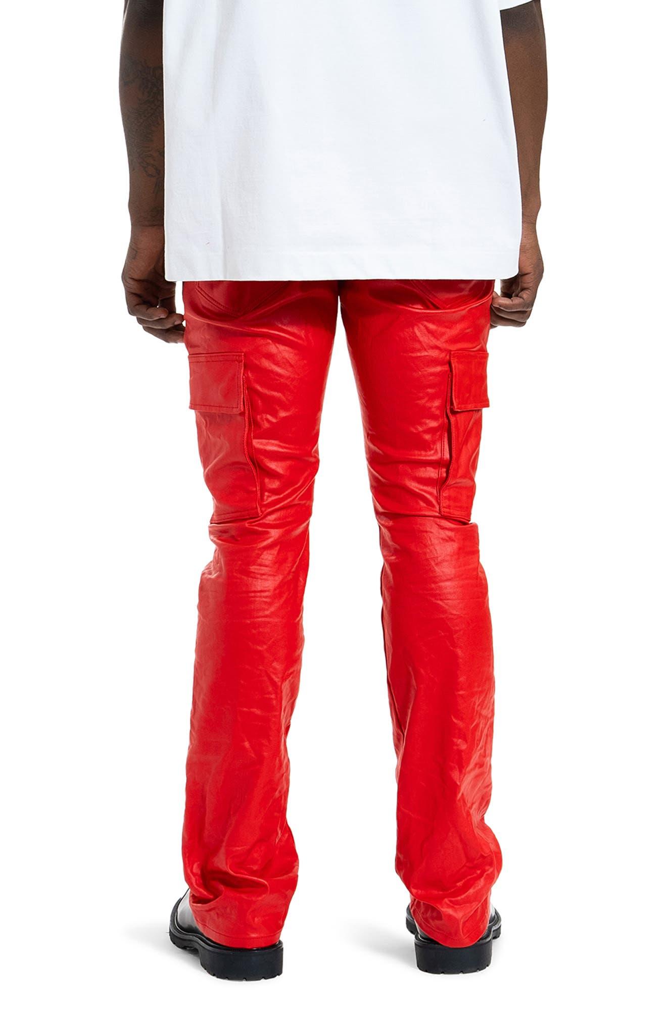 Purple Brand Patent Film Coated Bootcut Cargo Pants in Red for Men | Lyst