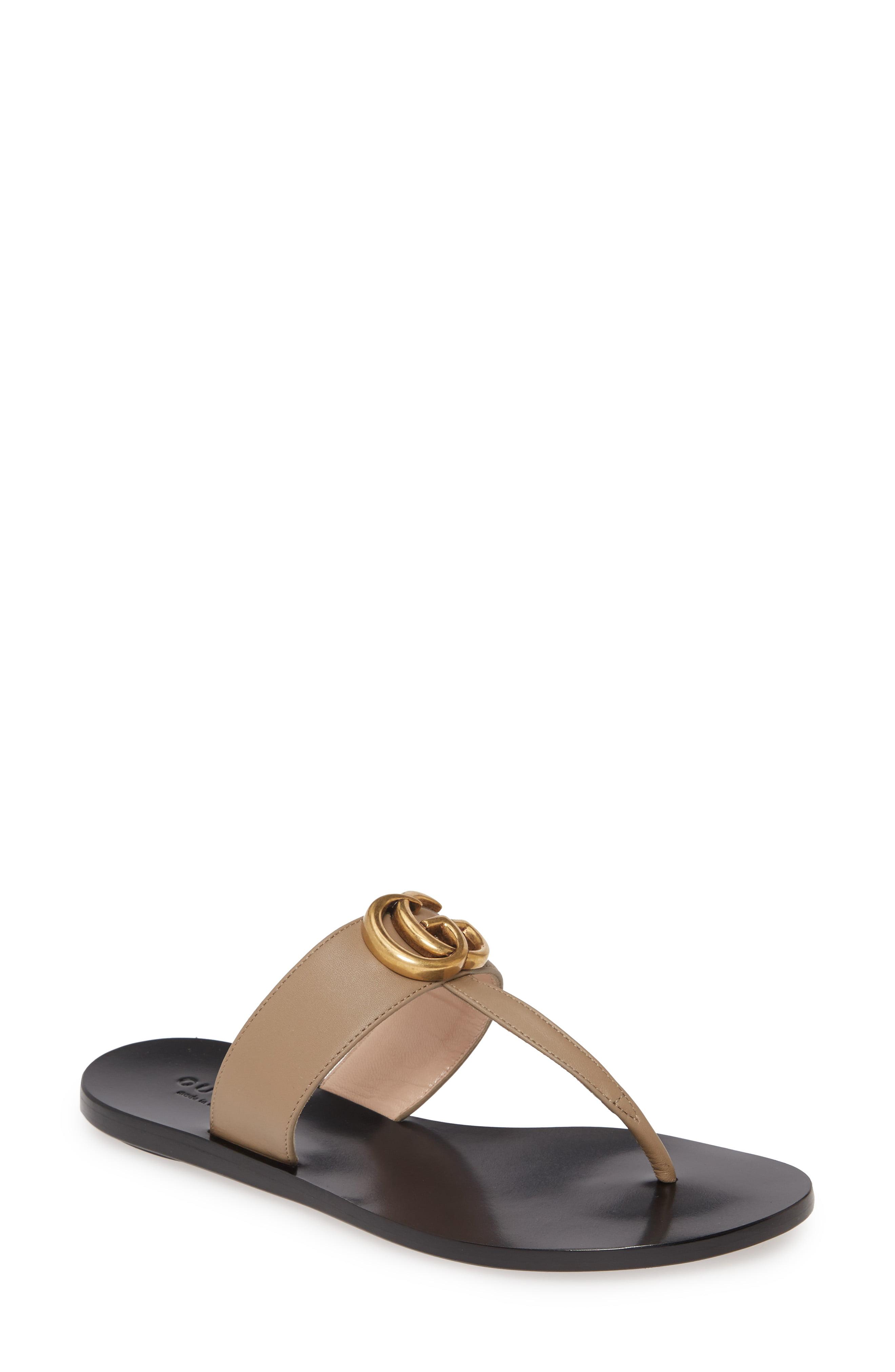 Gucci Marmont Leather Thong Sandals With Double G - Lyst