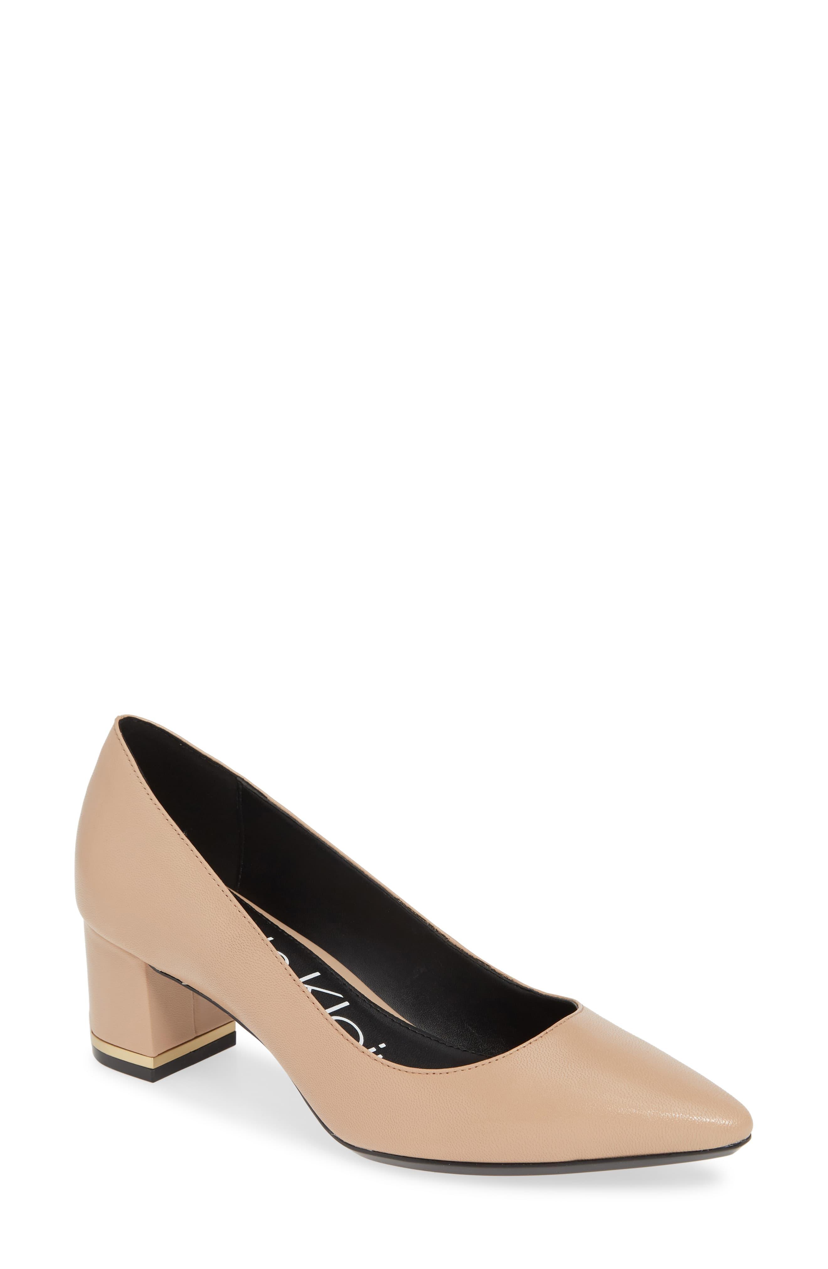 Calvin Klein Nita Pointed Toe Pump in Desert Sand Leather (Natural) - Lyst