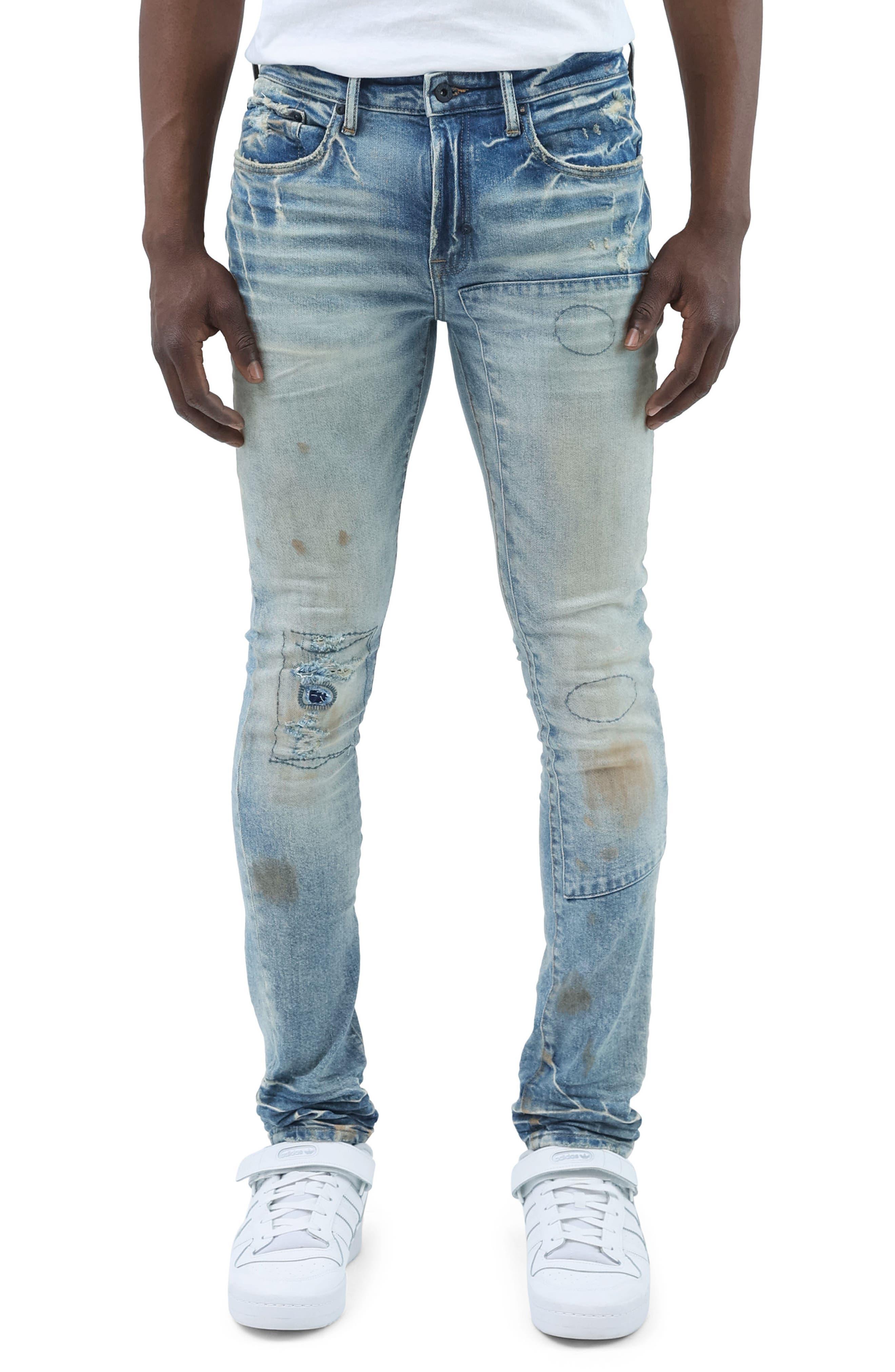 PRPS Zoom Skinny Fit Stretch Rip & Repair Jeans in Blue for Men | Lyst