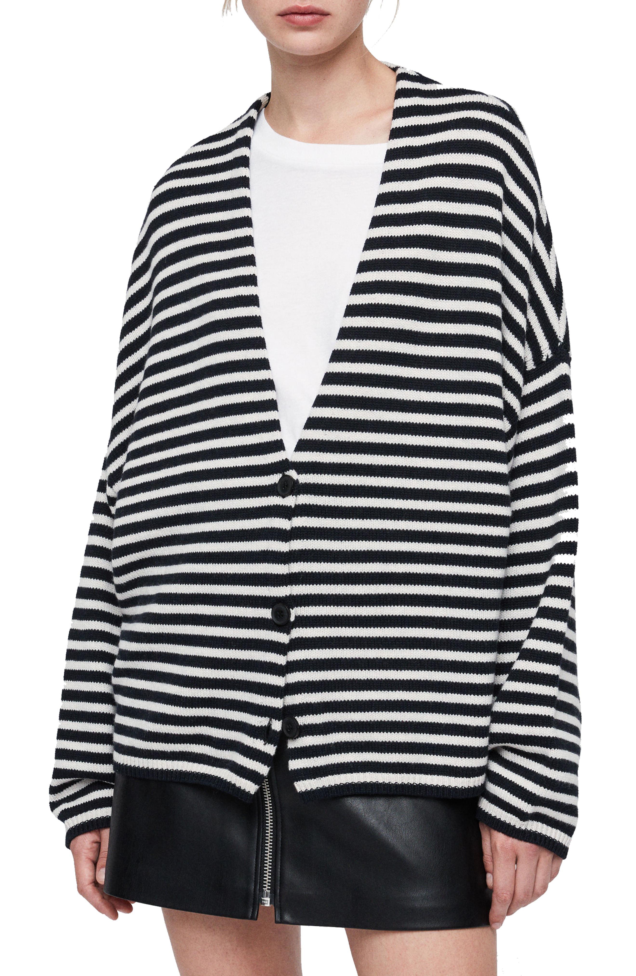 AllSaints Marcel Stripe Cardigan navy in Blue Lyst