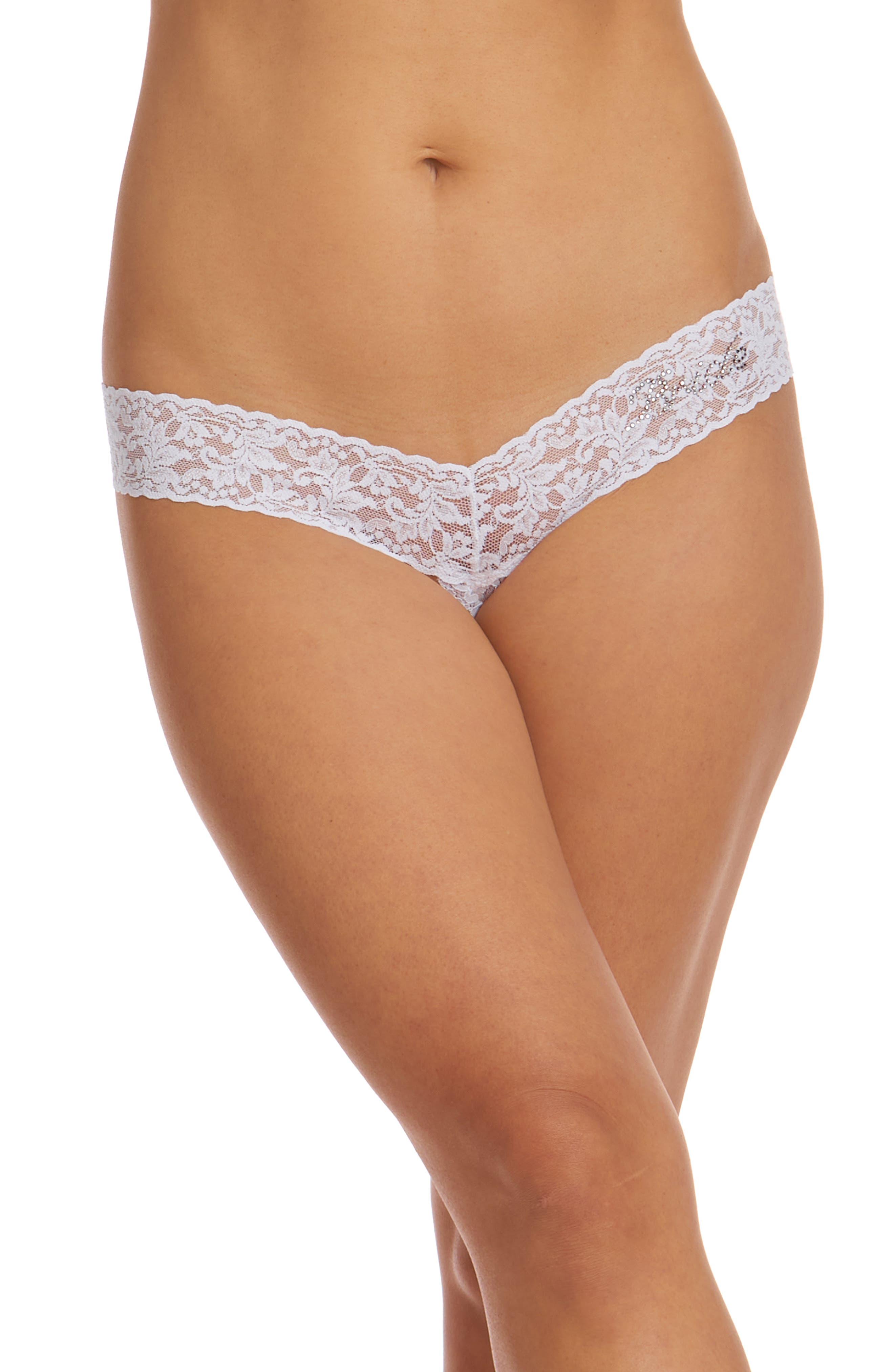 Hanky Panky Bride Crystal Open Gusset Thong in White Lyst