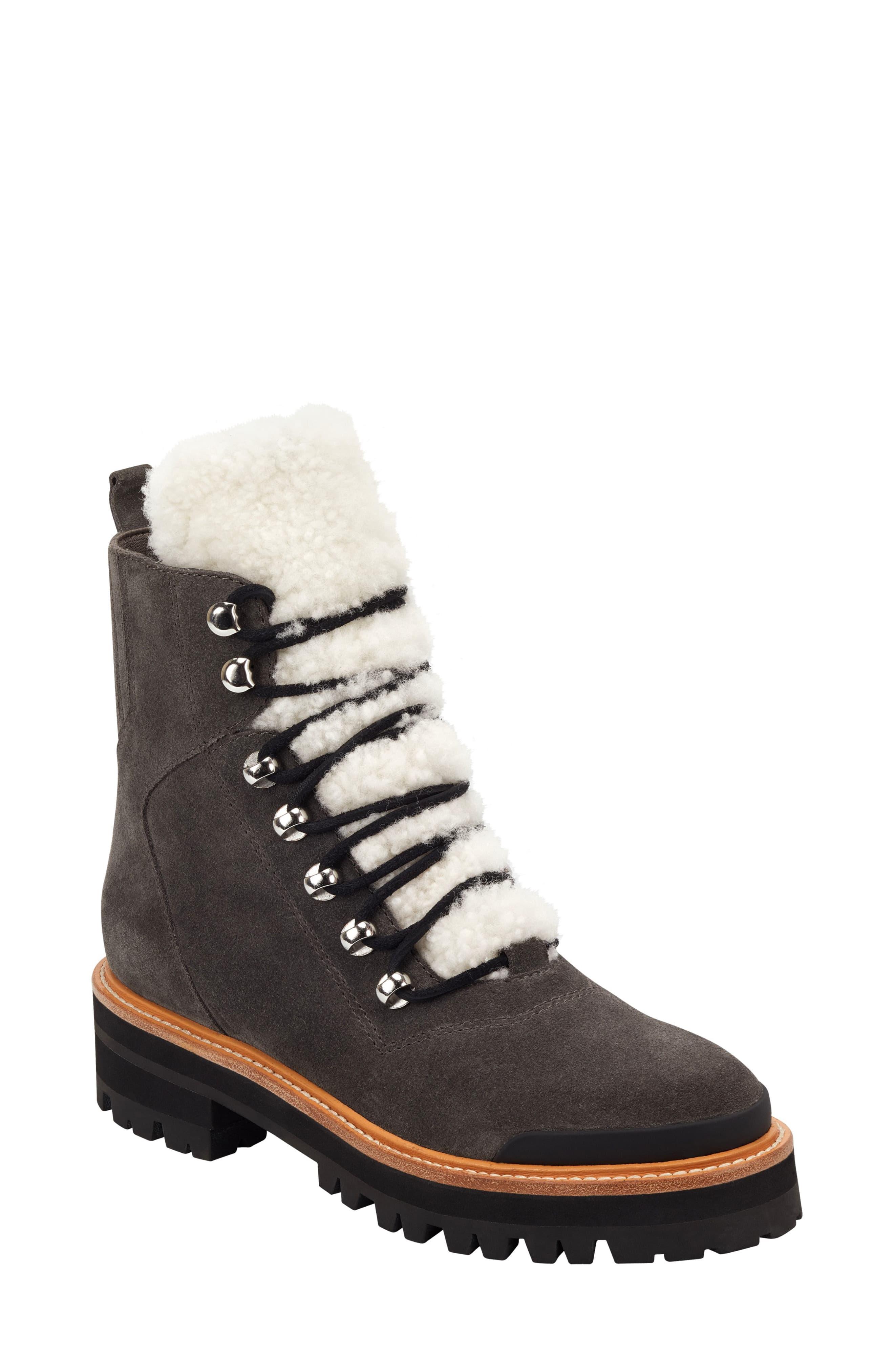 izzie genuine shearling lace up boot marc fisher ltd