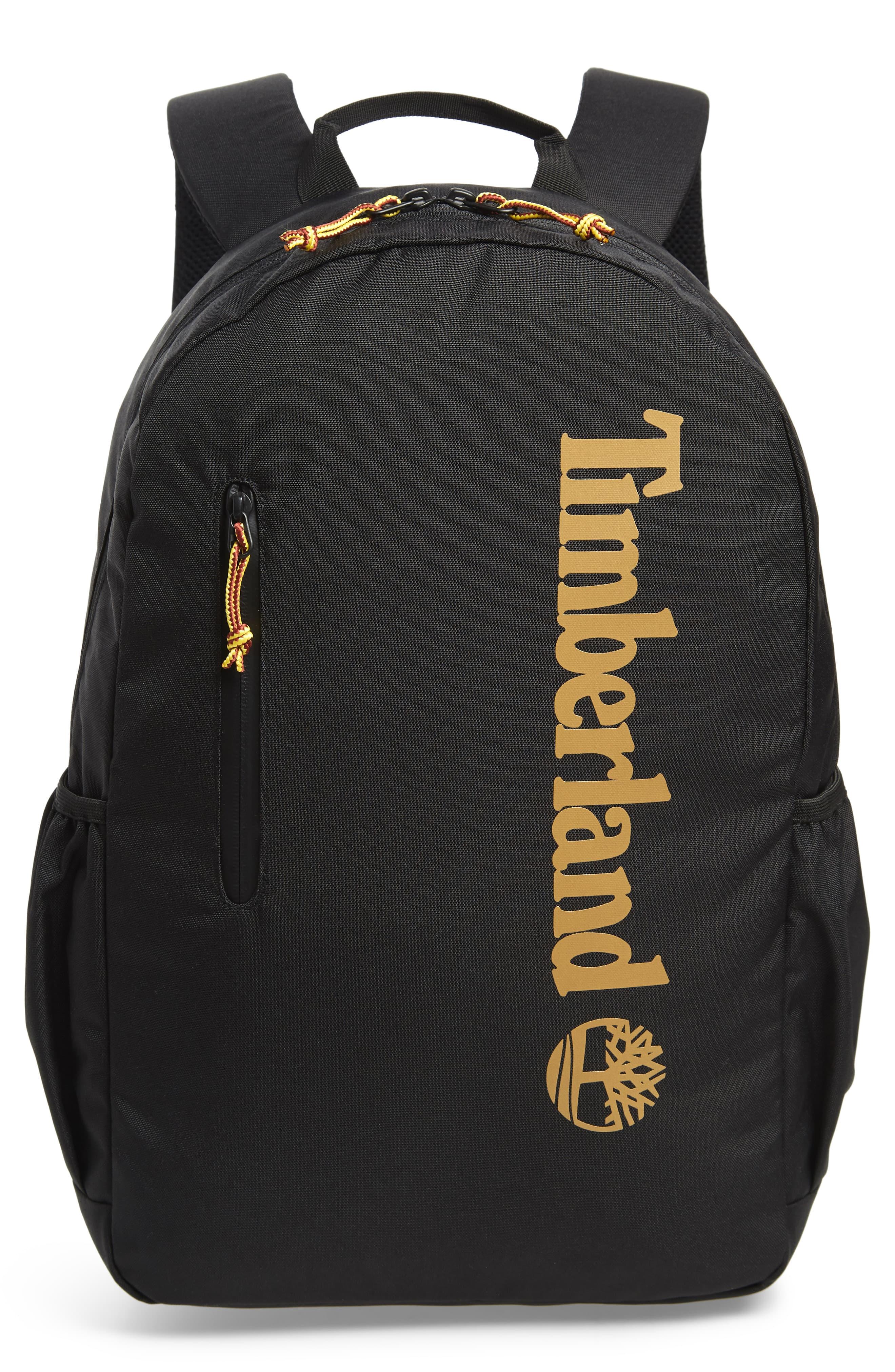 Timberland Synthetic Linear Logo Water Resistant Backpack in Black for