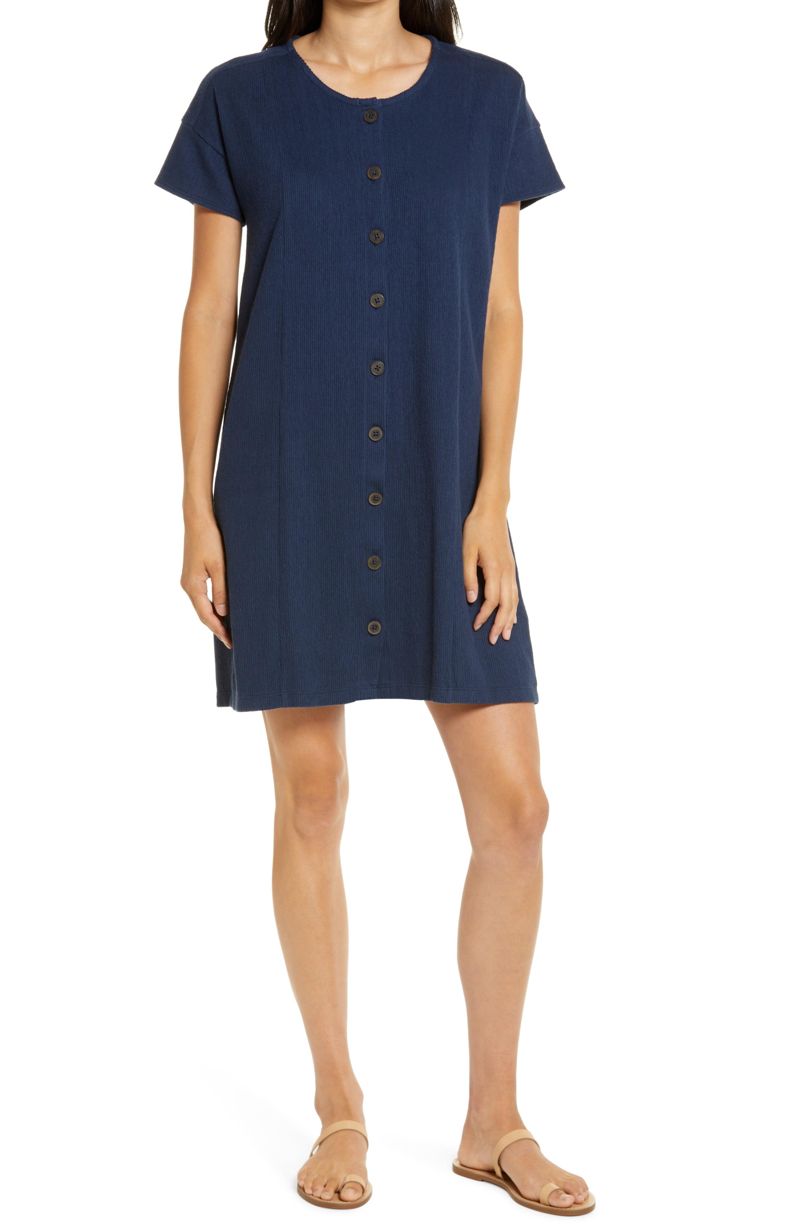 Madewell Button Front Corduroy Shift Dress in Deep Navy (Blue) - Lyst
