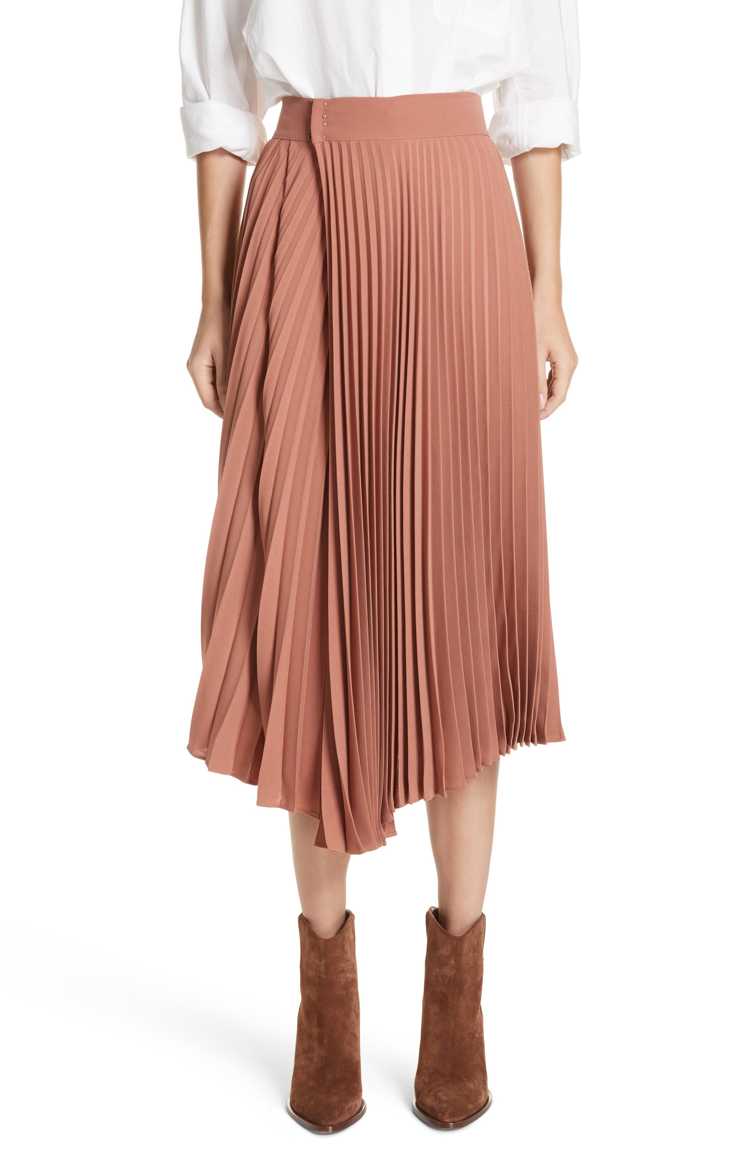 Vince Synthetic Draped Pleated Midi Skirt in Vintage Rose (Pink) - Lyst