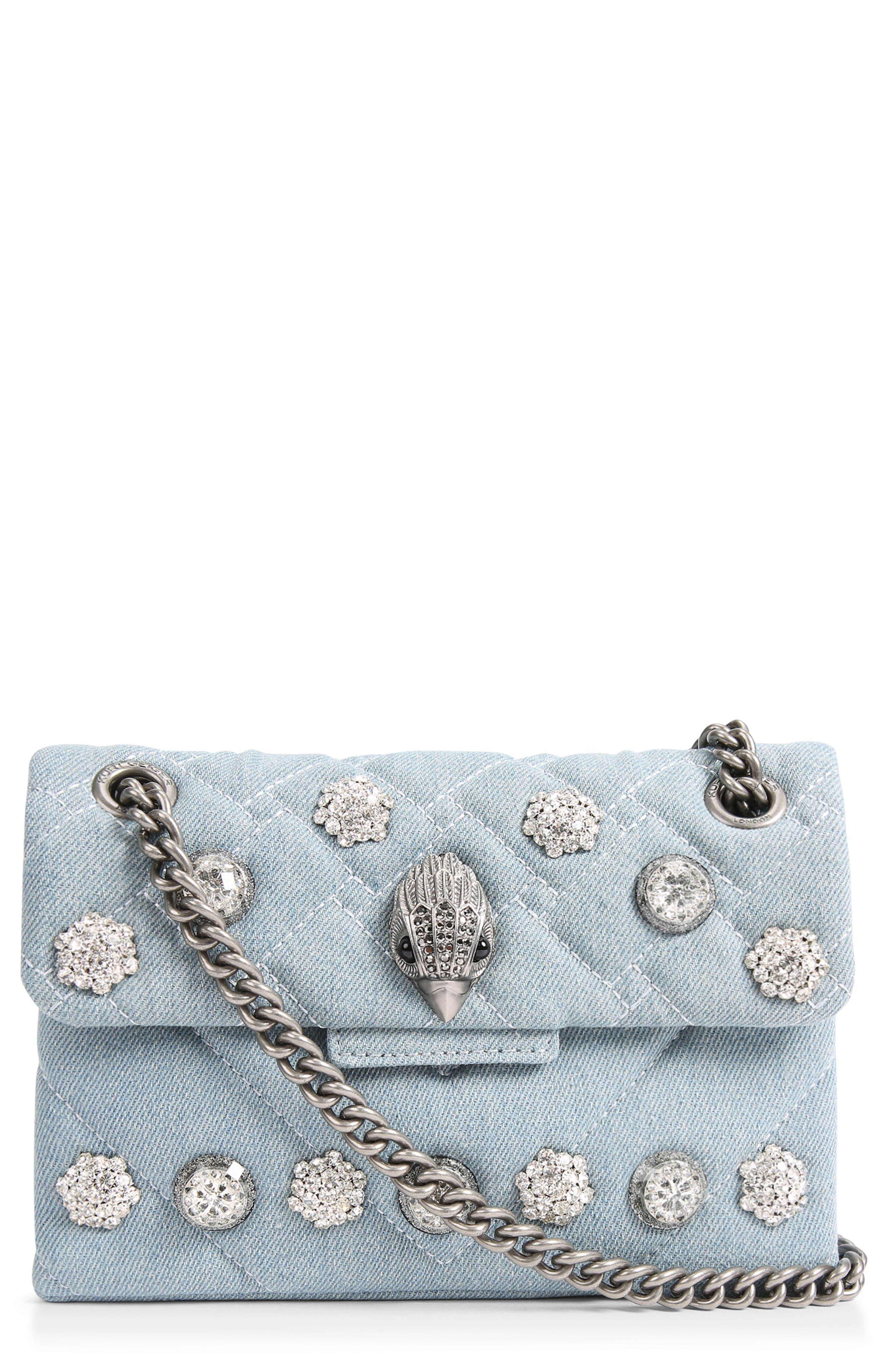 Kurt Geiger Mini Kensington Crystal Convertible Crossbody Bag in Gray