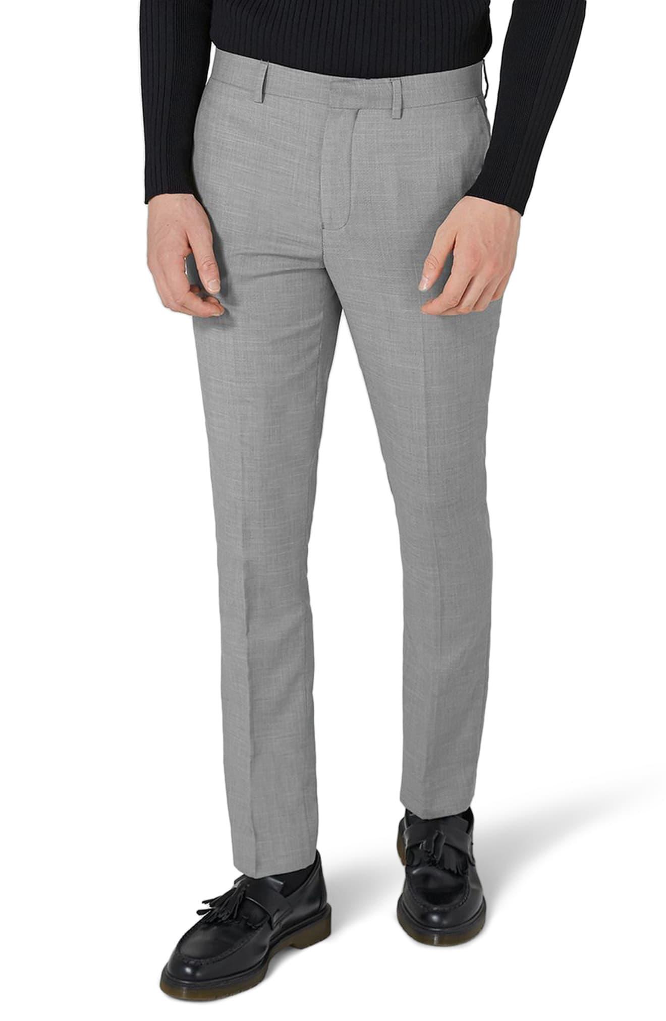 TOPMAN Como Skinny Fit Grey Suit Pants in Gray for Men - Lyst