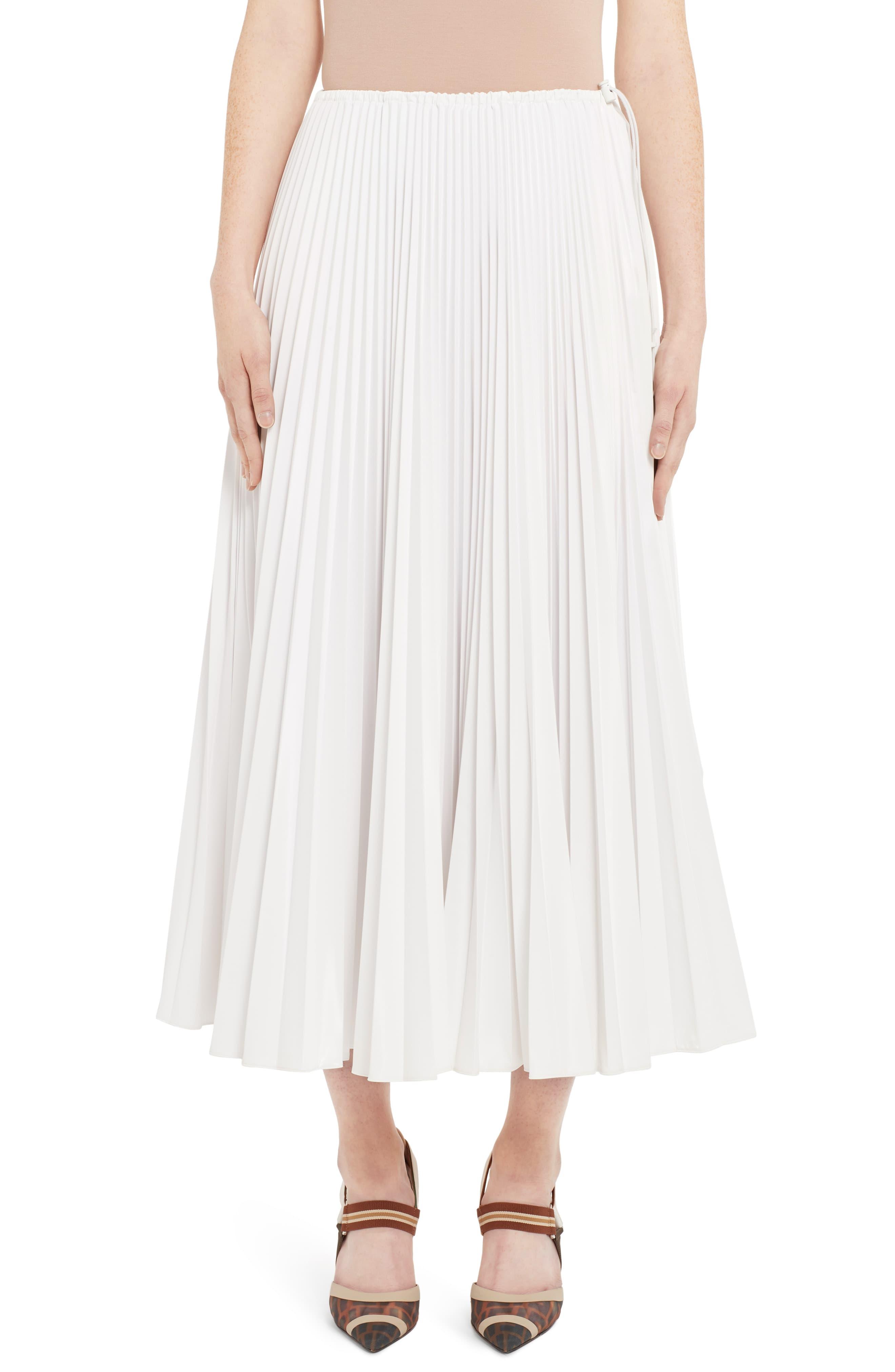 White Drawcord Midi Skirt main image 0