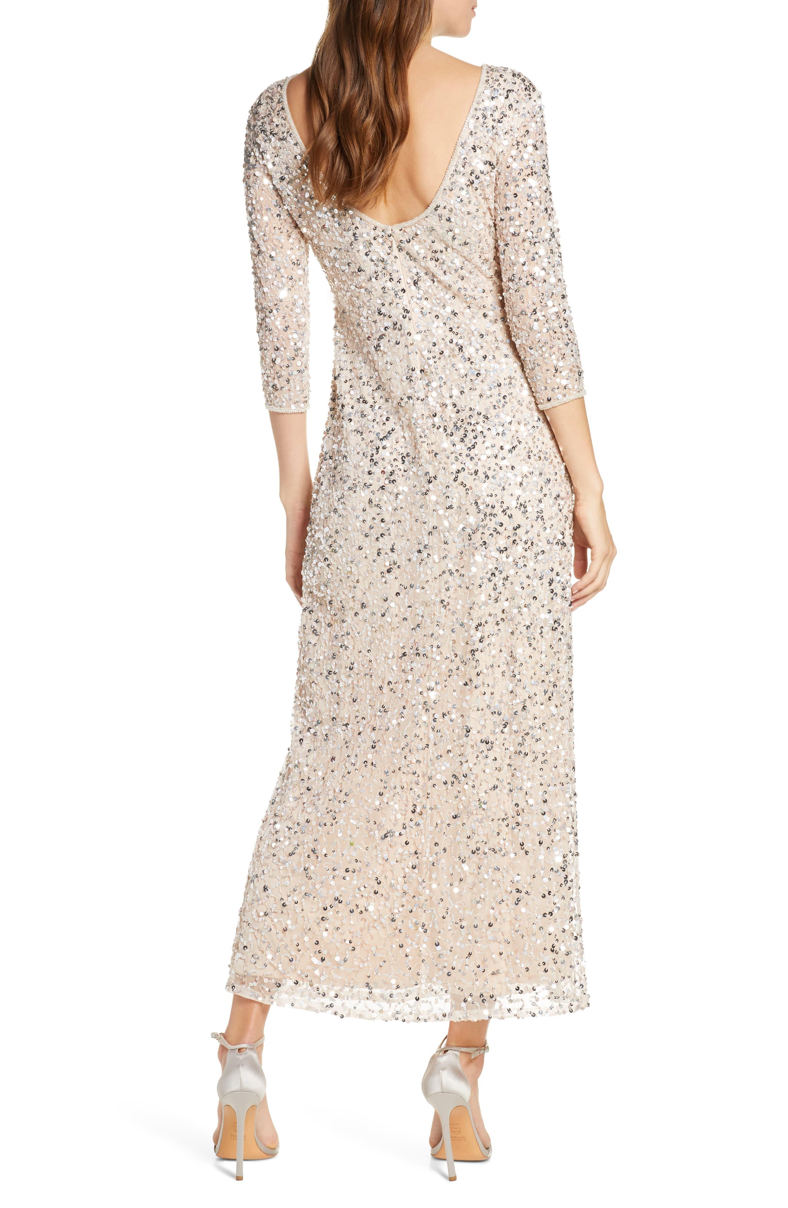 pisarro nights sequin mesh gown