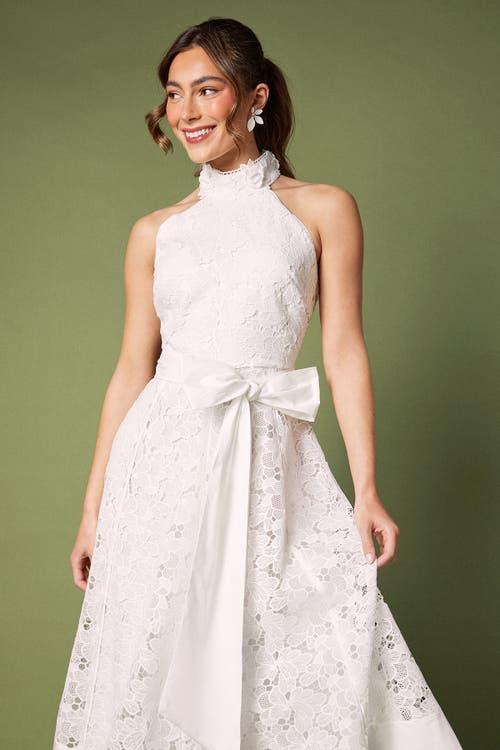 ivory plus size dress Ivory A-Line Wedding Dress with Empire Waist – Long Sleeves Wedding Dress  with High Slit Plus Size – PAOLA main image 0