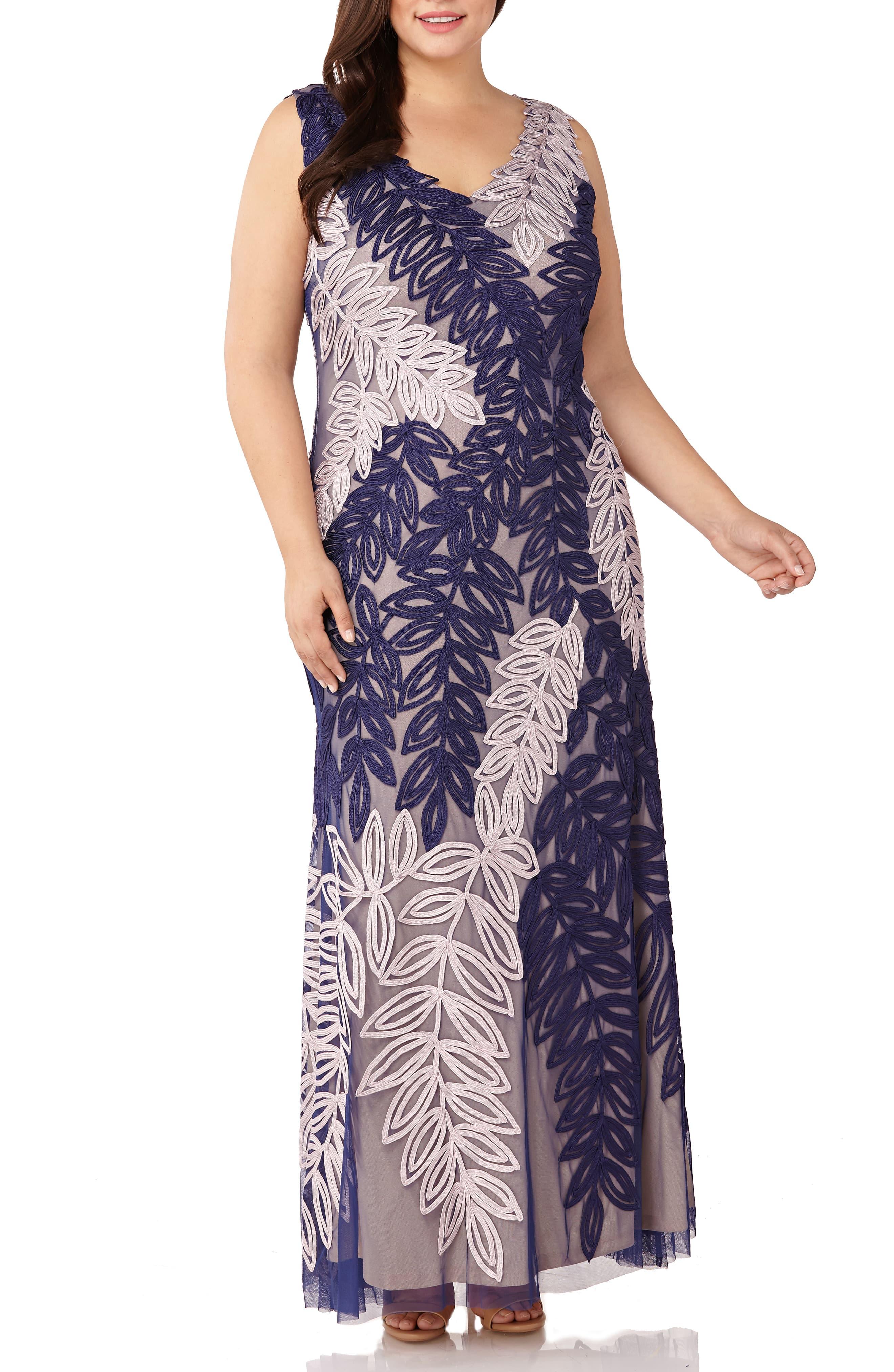 js collections embroidered flutter sleeve gown