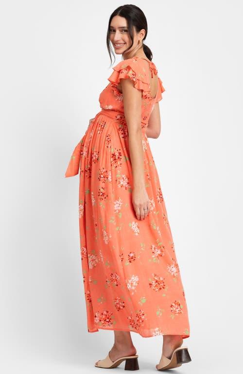 open lace back dress Maternity dress Ursula Orange little flowers – Hello Mom main image 0