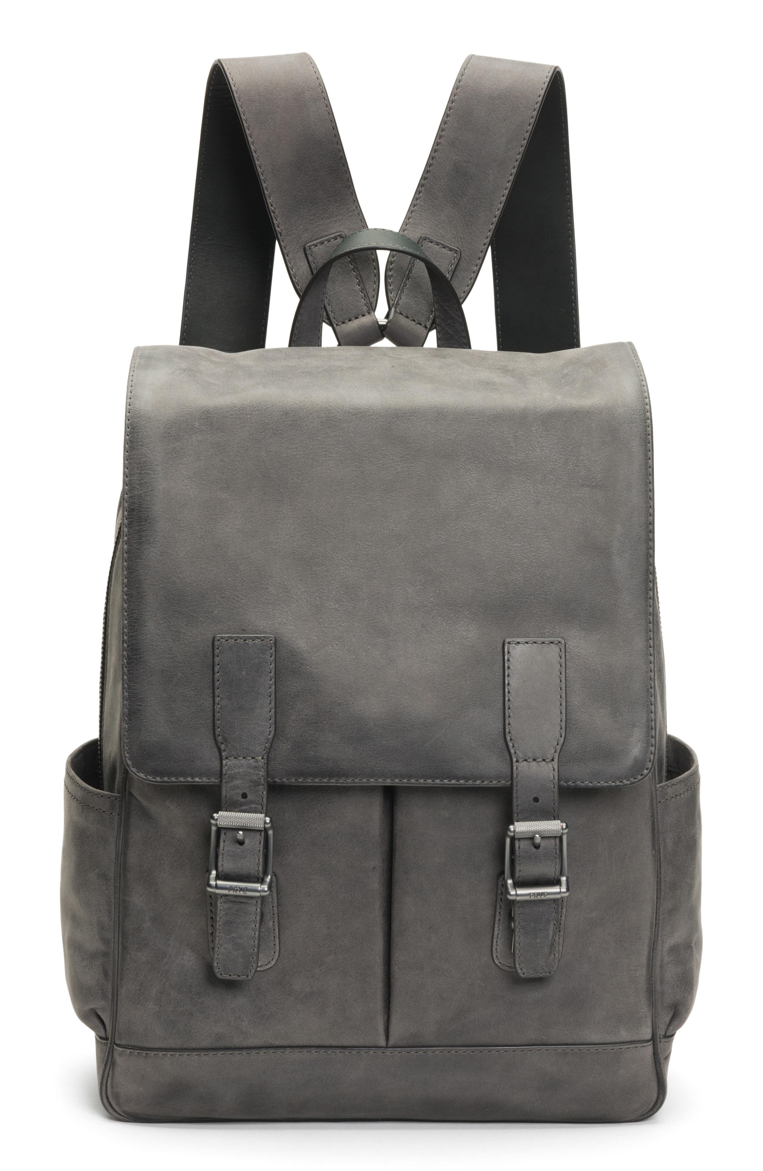 frye leather backpack