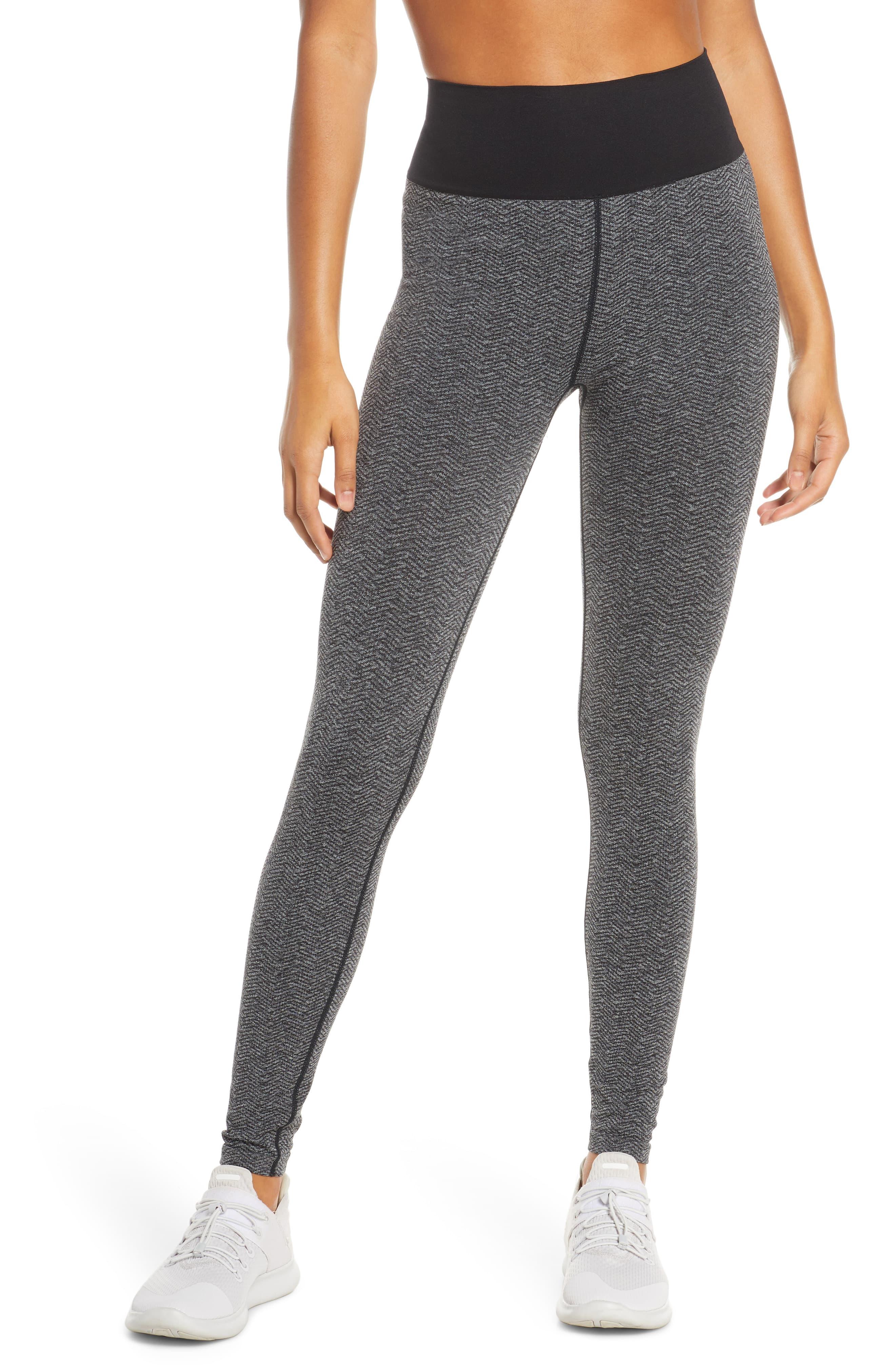 Zella Seamless Herringbone High Waist Leggings in Black Lyst