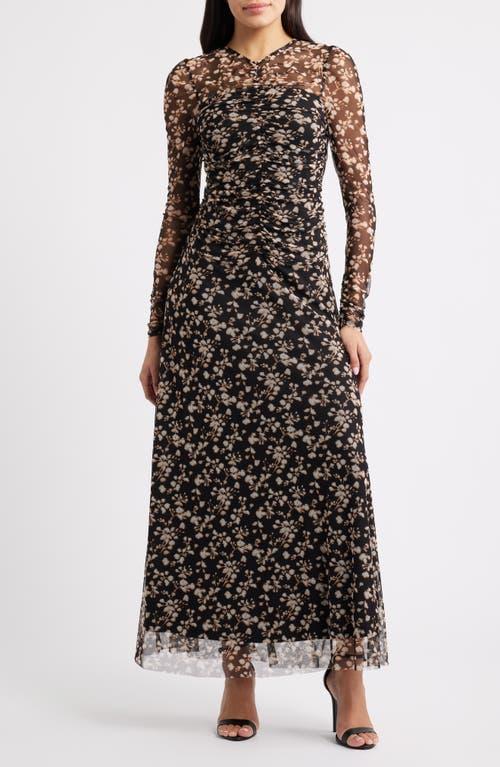 Parker The Willow Floral Long Sleeve Mesh Maxi Dress in Black | Lyst