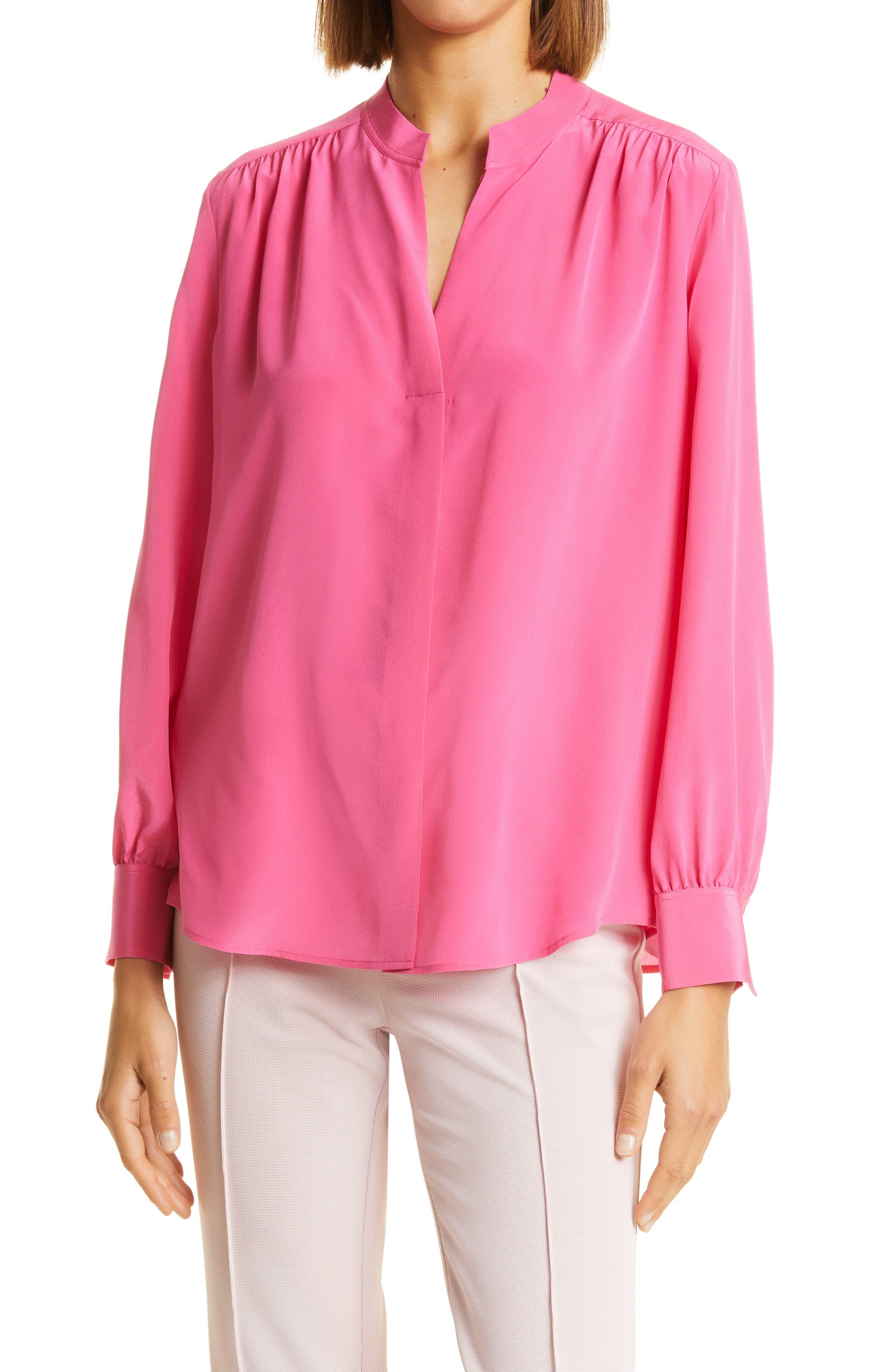 BOSS by HUGO BOSS Banora Silk Blouse in Pink Lyst