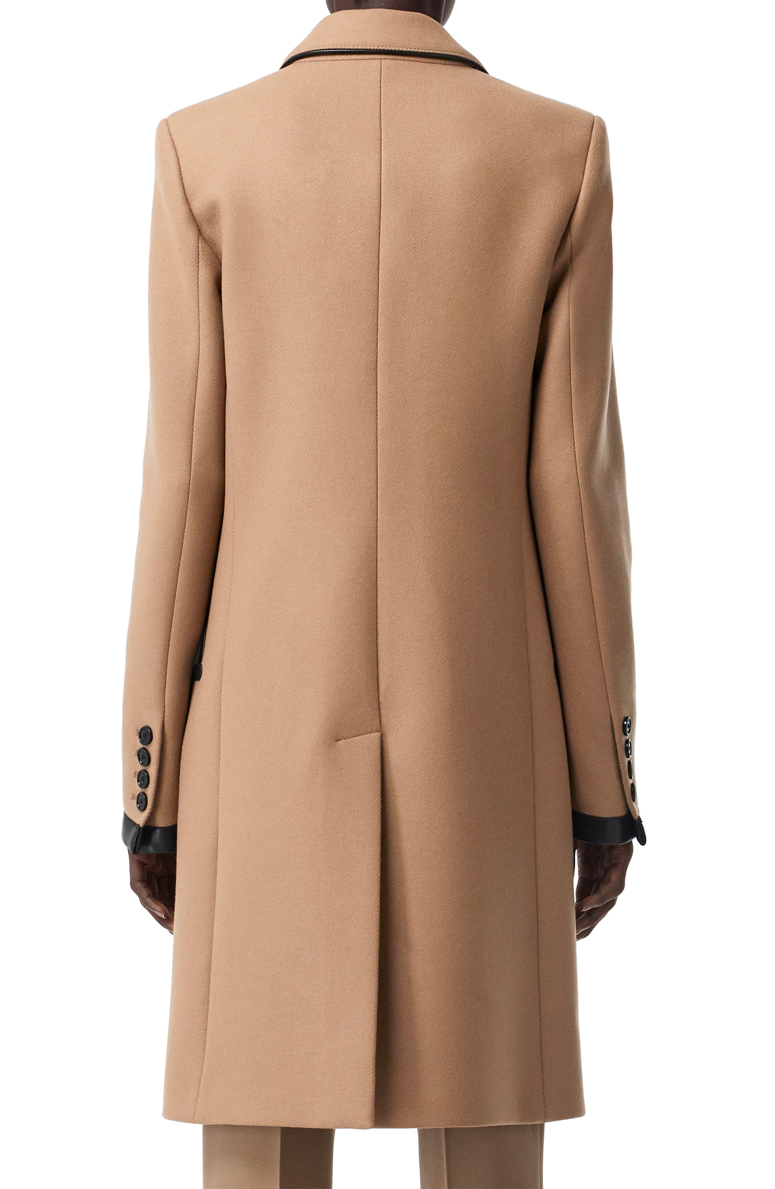 lambskin trim wool cashmere blend tailored coat