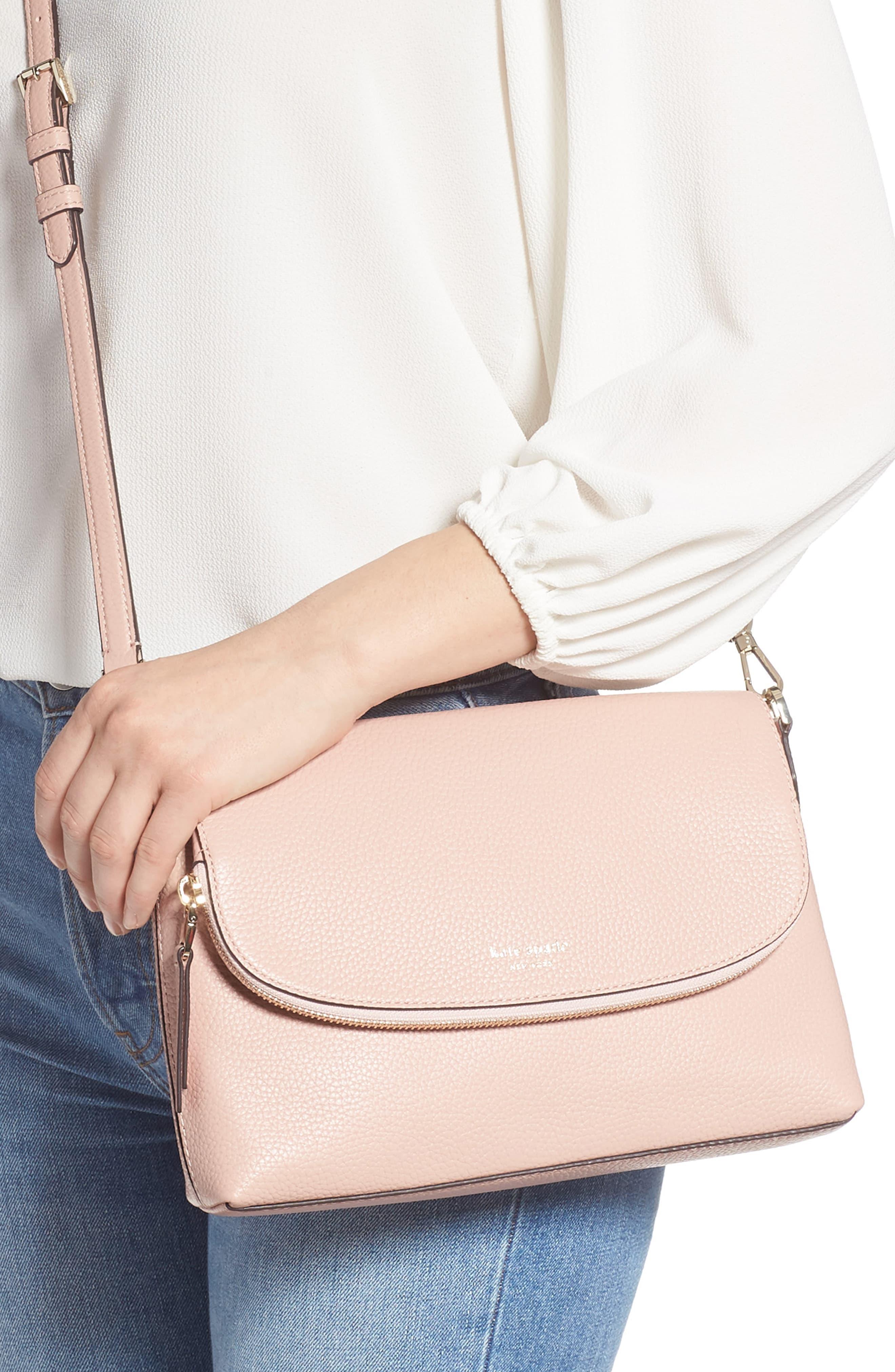 Kate Spade Large Polly Leather Crossbody Bag in Pink - Lyst